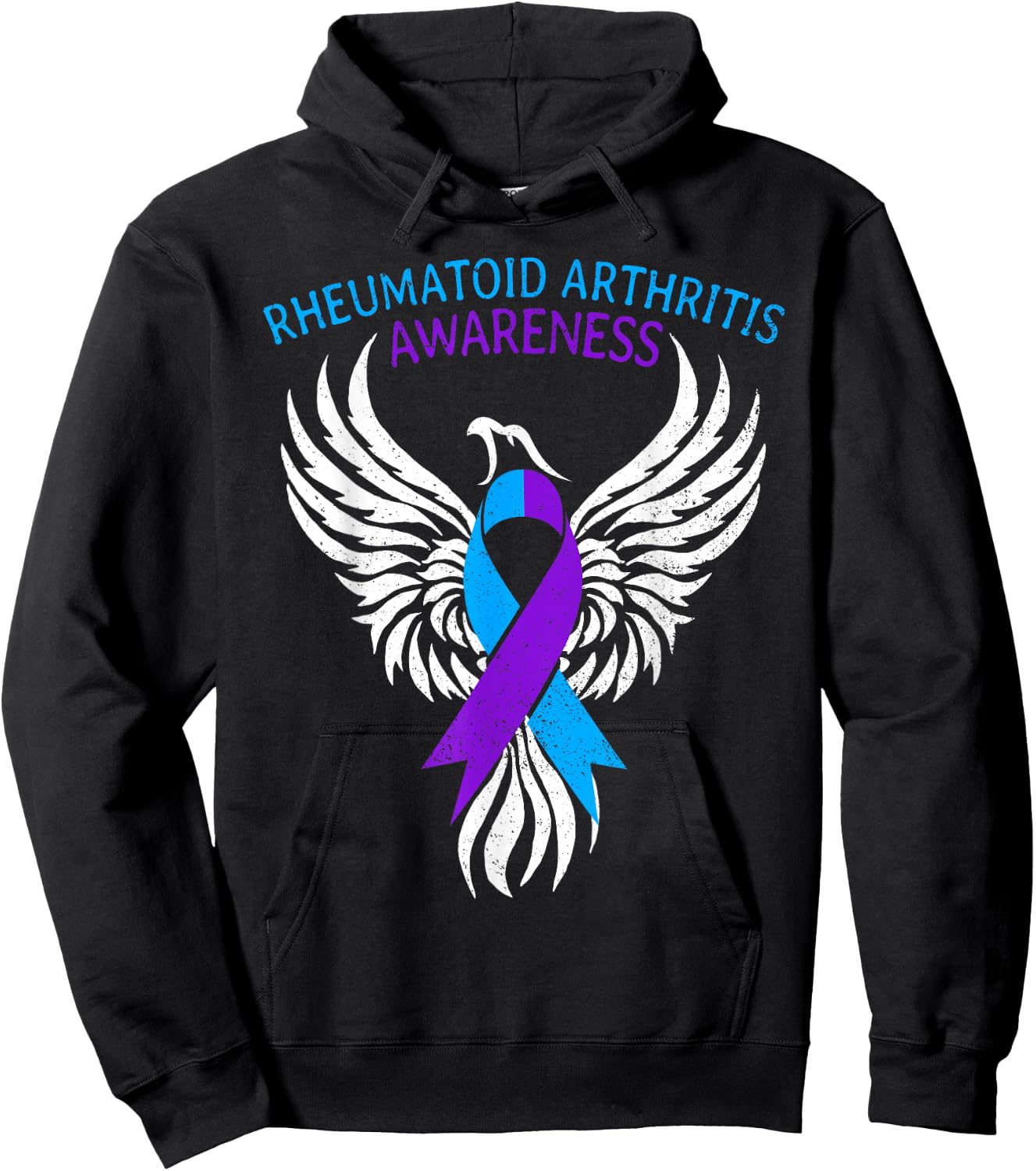 Warrior Survivor Rheumatoid Arthritis Awareness Month Ribbon Hoodie - Hoodie | Black