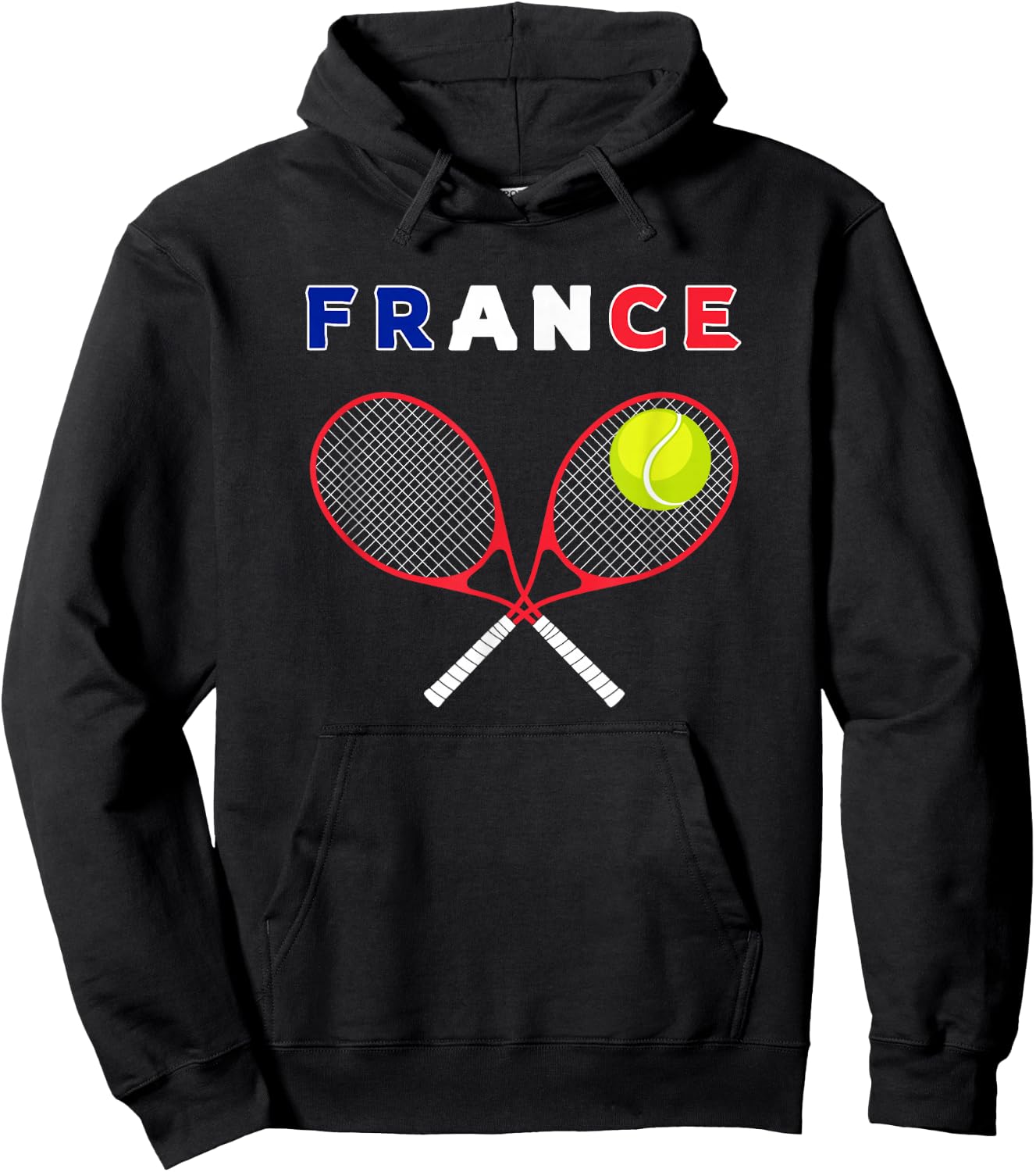 France Flag Tennis Ball Racket - Sports Fans Hoodie - Hoodie | Black