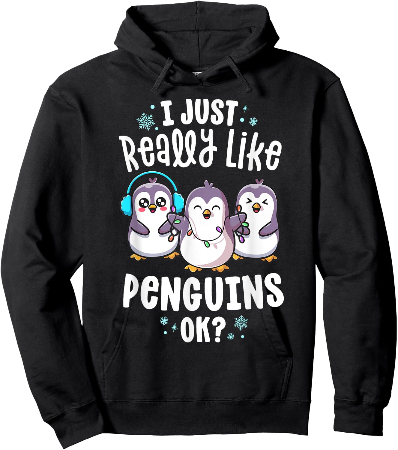 I Just Really Like Penguins For Kids Christmas Xmas Hoodie - Hoodie | Black