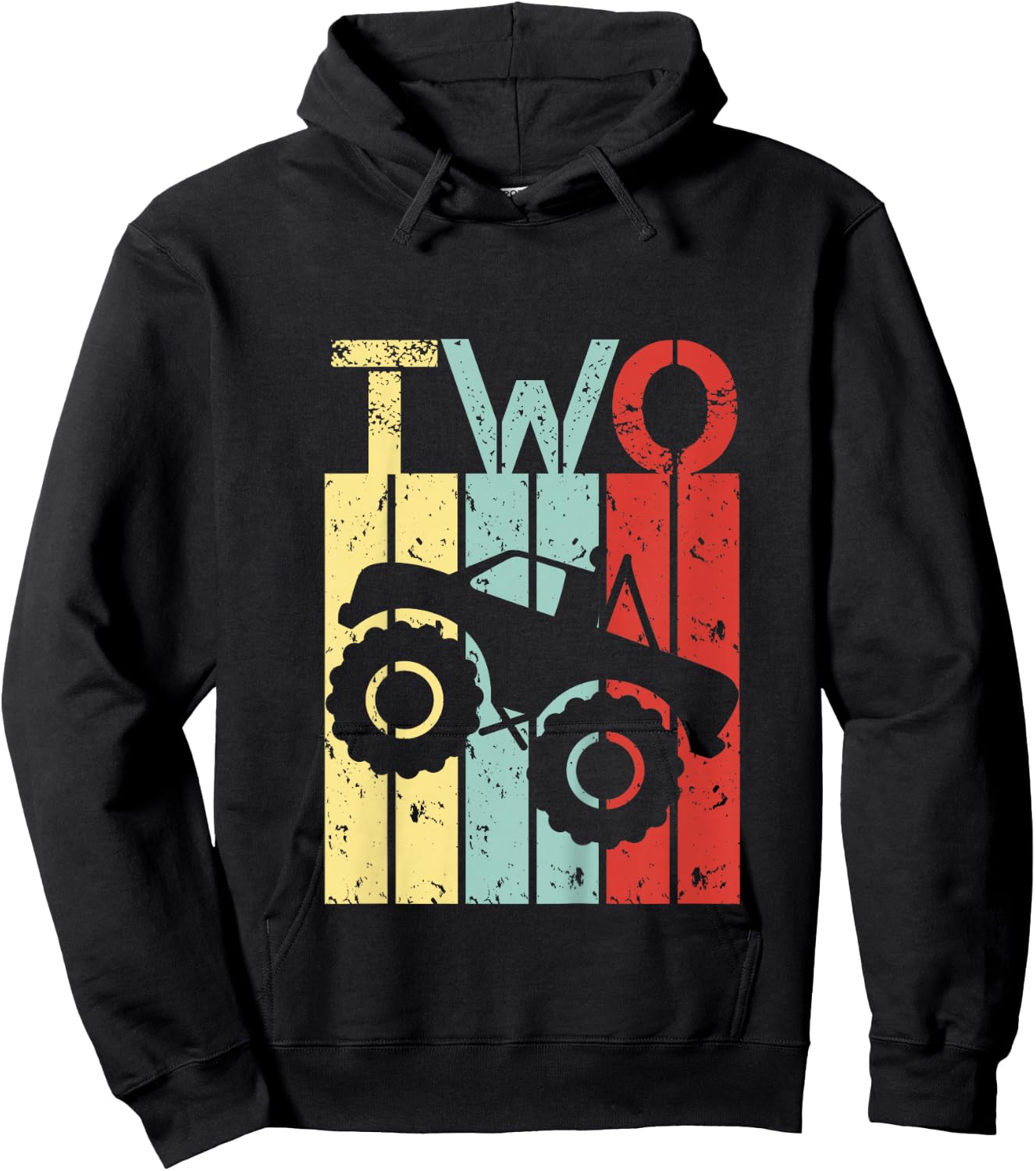 Kids 2 year old Monster Truck birthday Boy Girl 2nd birthday Hoodie - Hoodie | Black