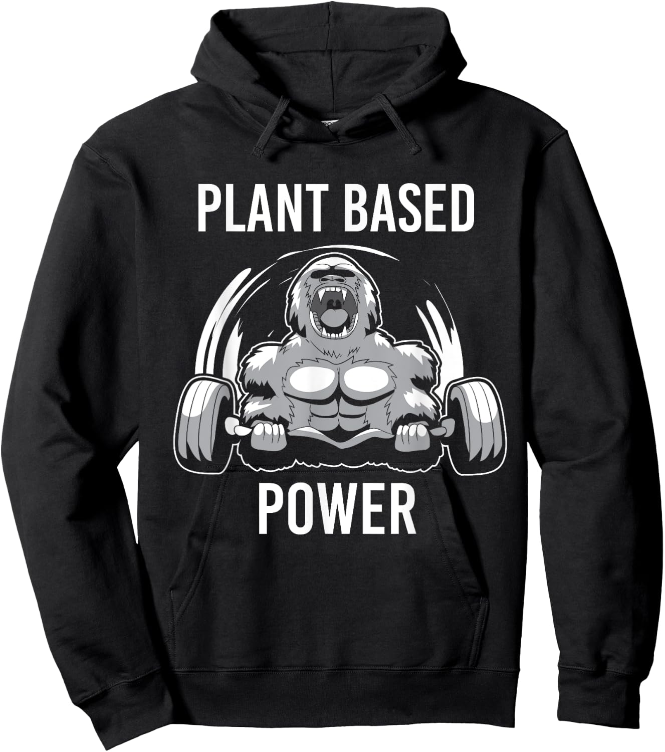 Plant Based Power Vegan Gorilla Gym Fitness & Bodybuilder Hoodie - Hoodie | Black