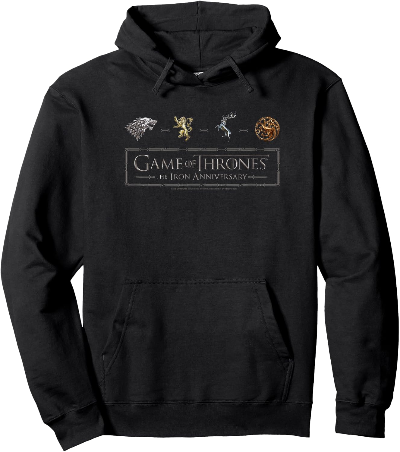 Game Of Thrones The Iron Anniversary Logo Icons Hoodie - Hoodie | Black