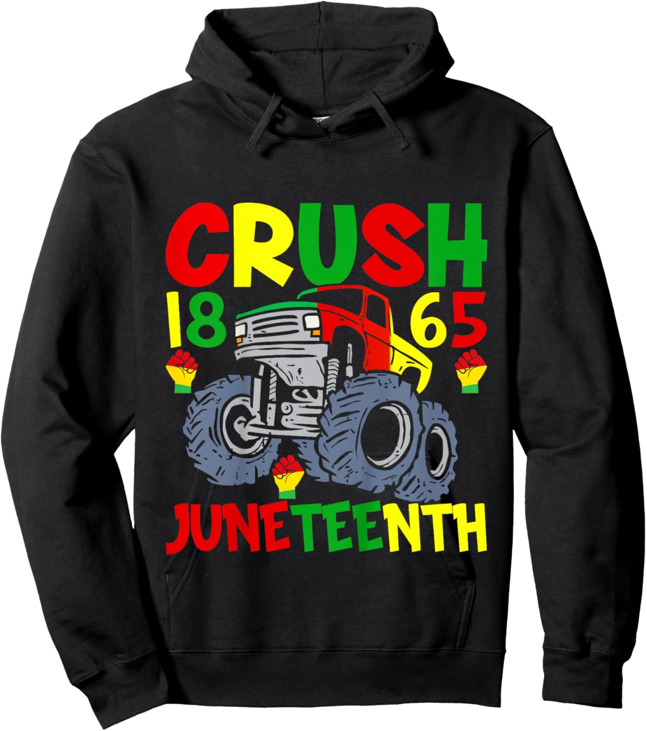 Kids Crush Juneteenth Truck Design For Juneteenth Boys Hoodie - Hoodie | Black