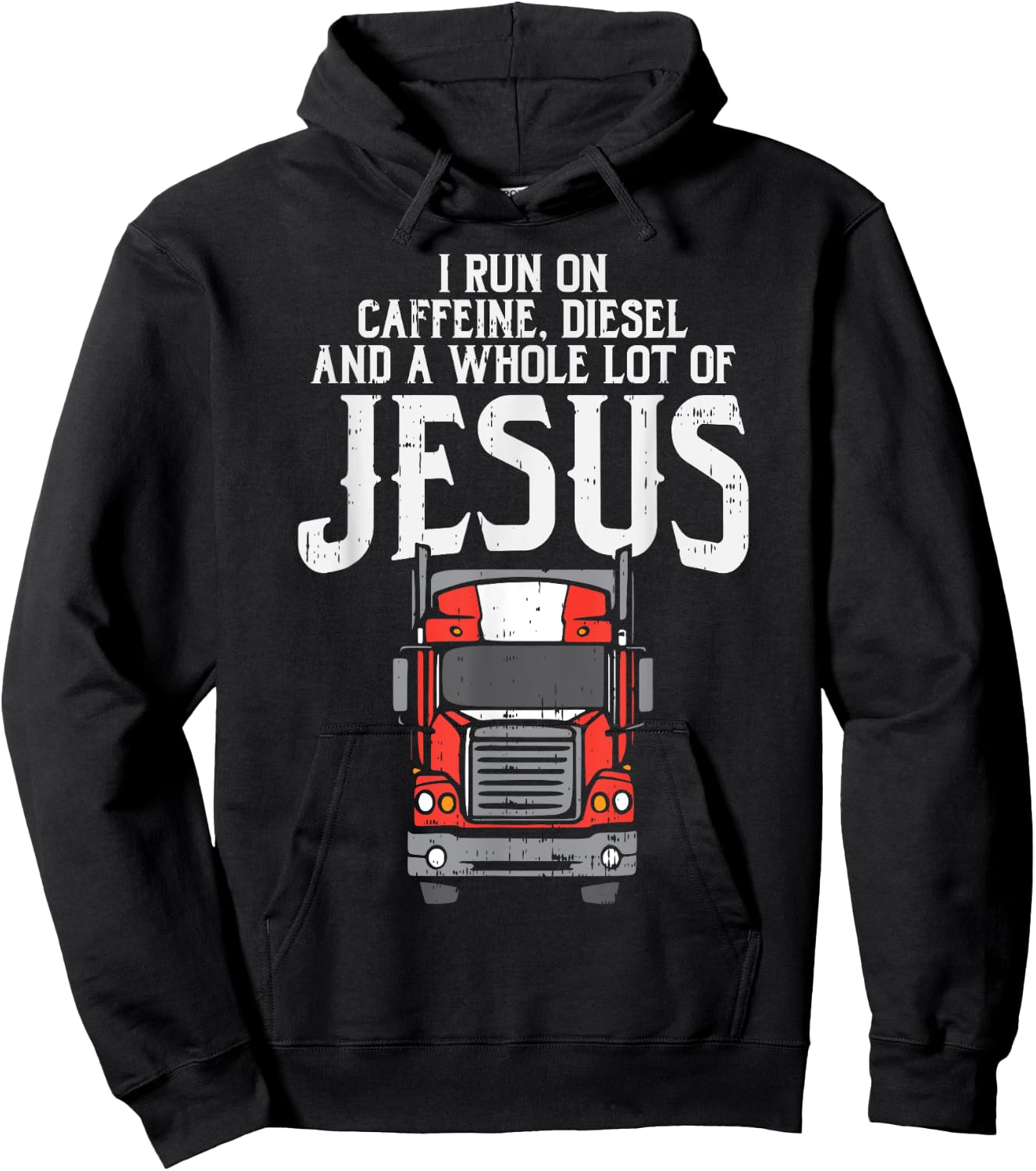 Caffeine Diesel Jesus Truck Coffee Christian Trucker Gift Hoodie - Hoodie | Black