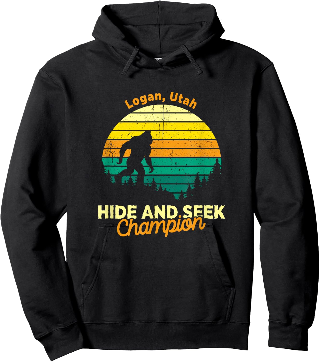 Vintage Logan, Utah Mountain Hiking Souvenir Print Hoodie - Hoodie | Black