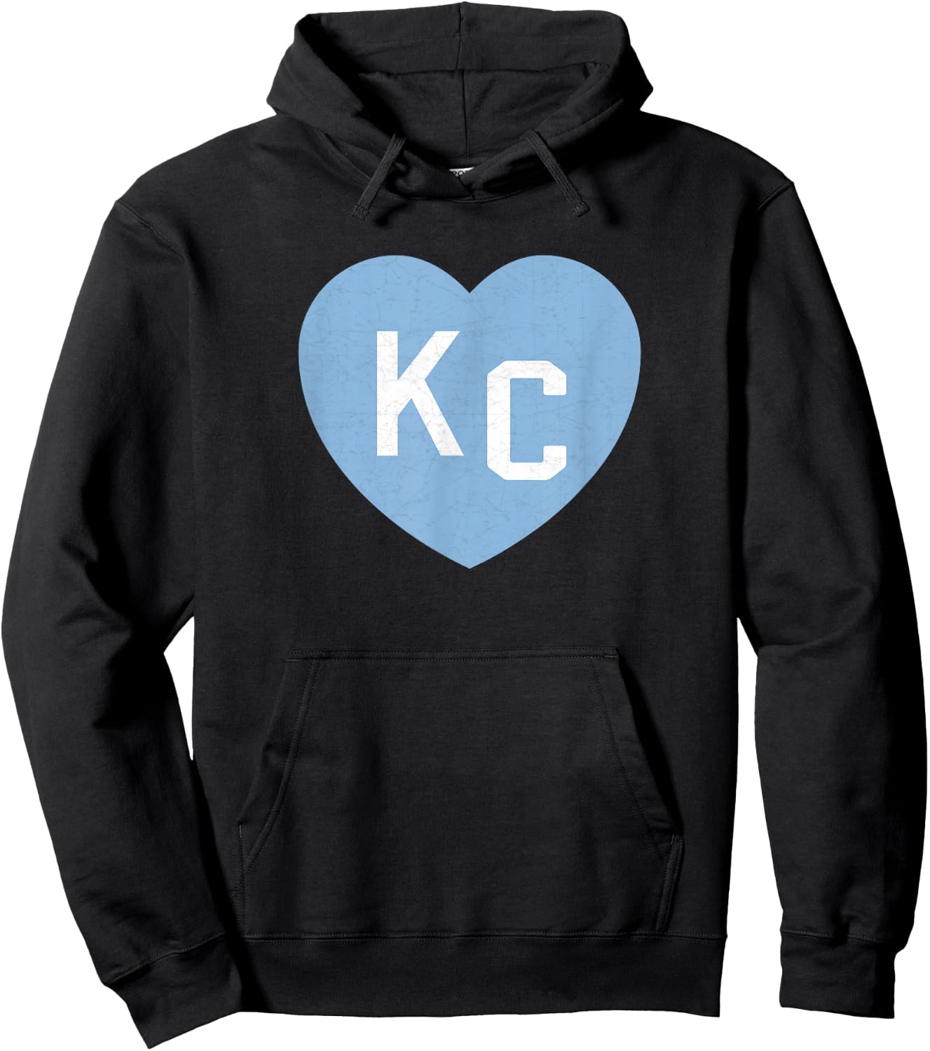 KC Heart 2 Letters KC (Kansas City) KC Love KC Powder Blue Hoodie - Hoodie | Black