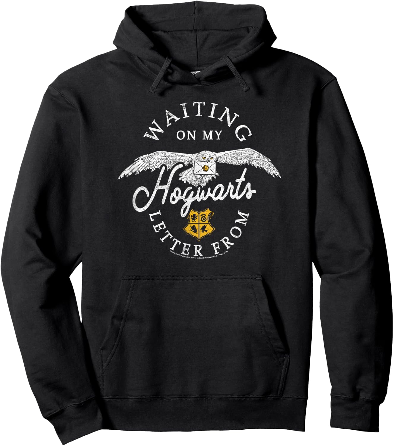 Harry Potter Hedwig Waiting On My Hogwarts Letter Distressed Hoodie - Hoodie | Black