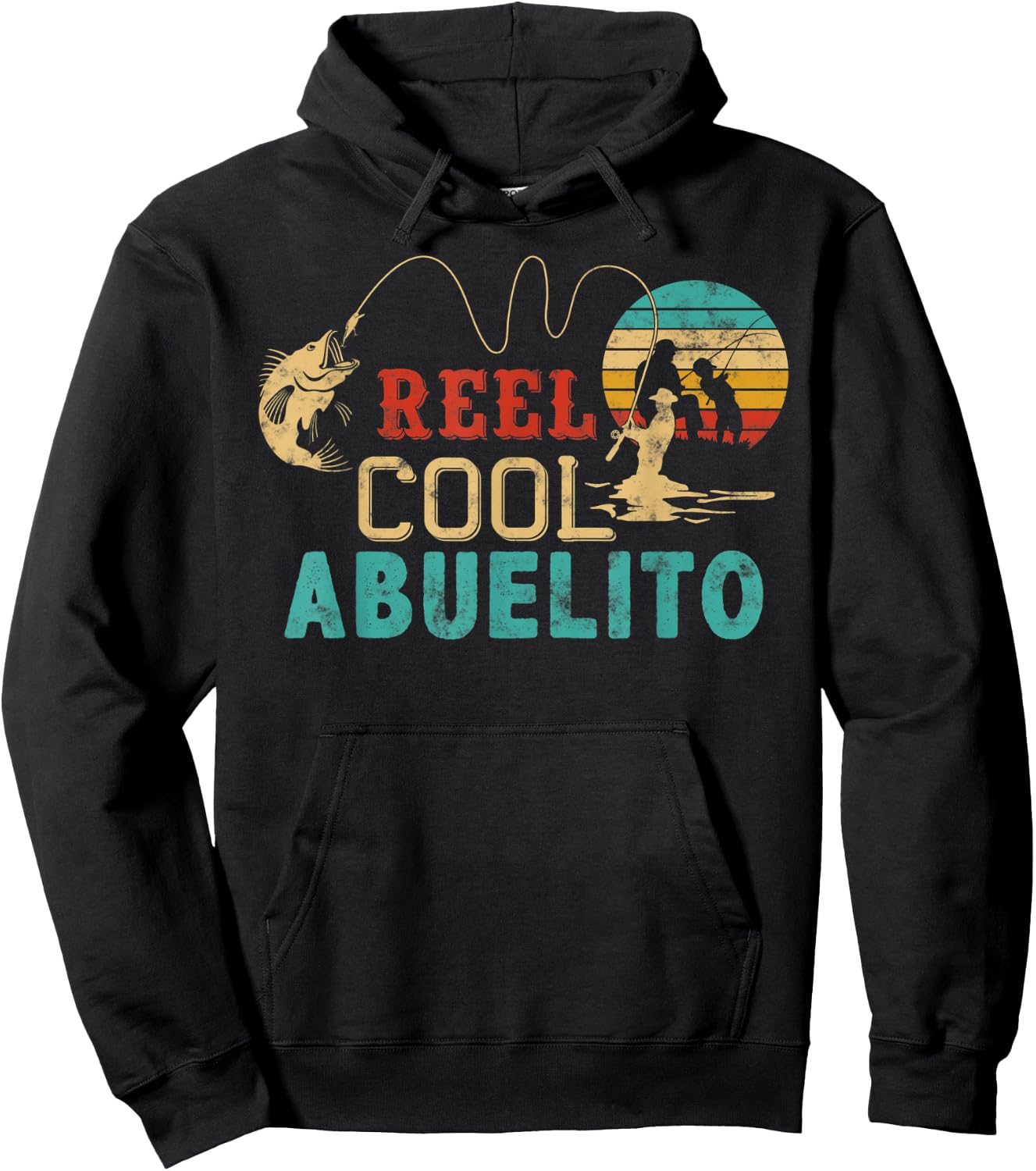 Fishing Reel cool Abuelito Father’s day gift Fisherman Hoodie - Hoodie | Black