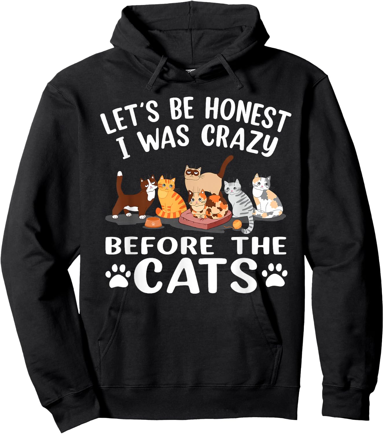 Let's Be Honest I Was Crazy Before The Cats Funny Cat Hoodie - Hoodie | Black