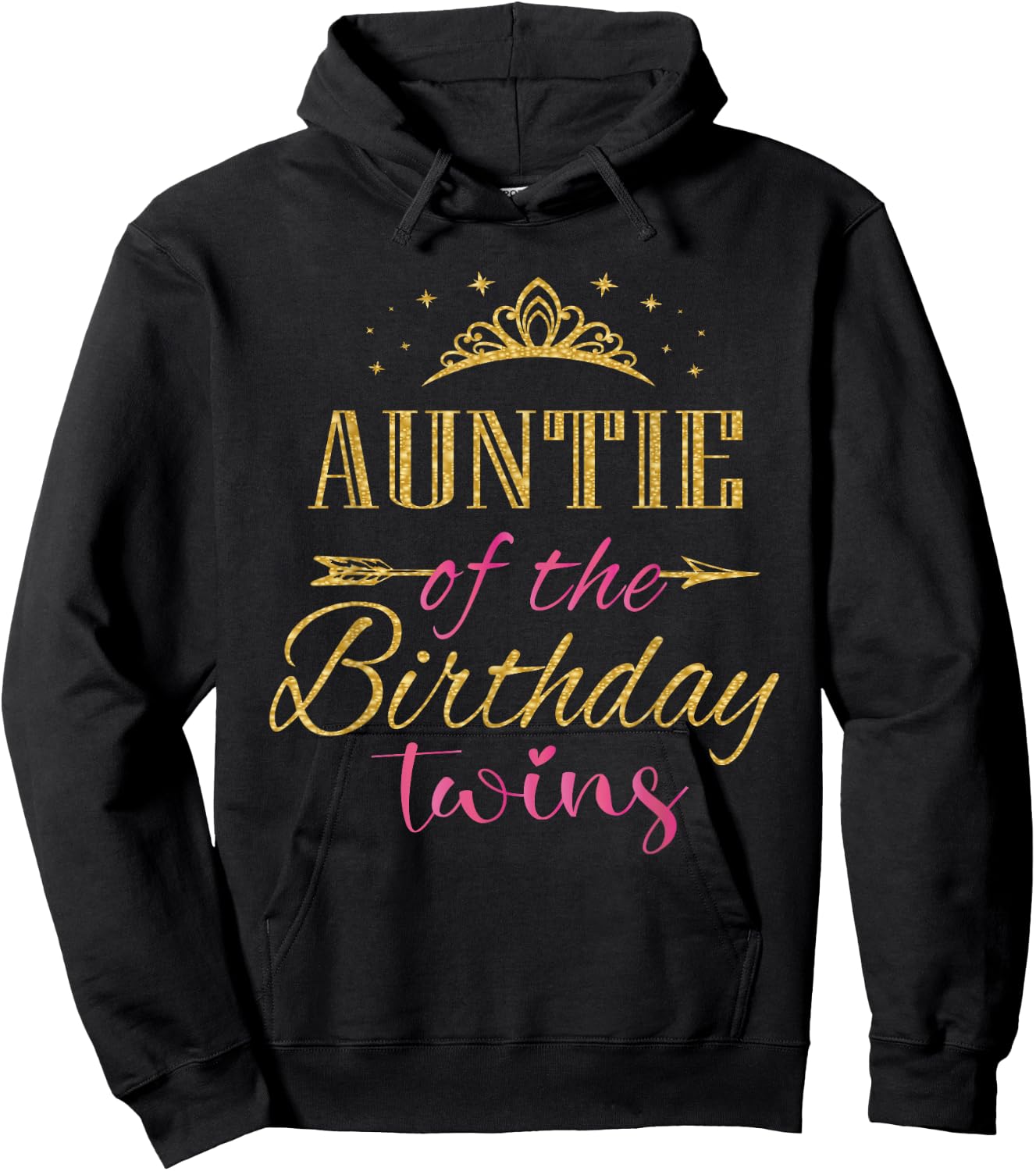 Auntie Of The Birthday Twins Kids Party Hoodie - Hoodie | Black