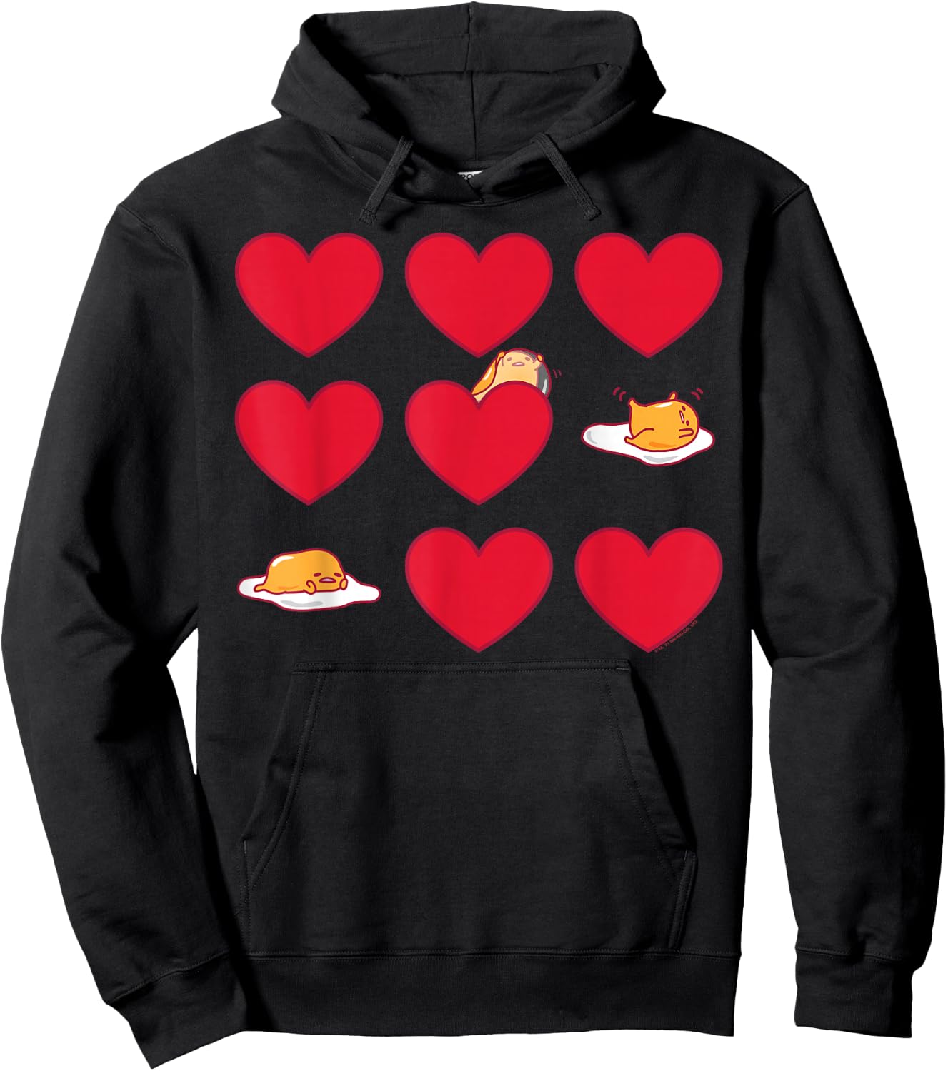 Gudetama Hearts & Eggs Valentine's Hoodie - Hoodie | Black