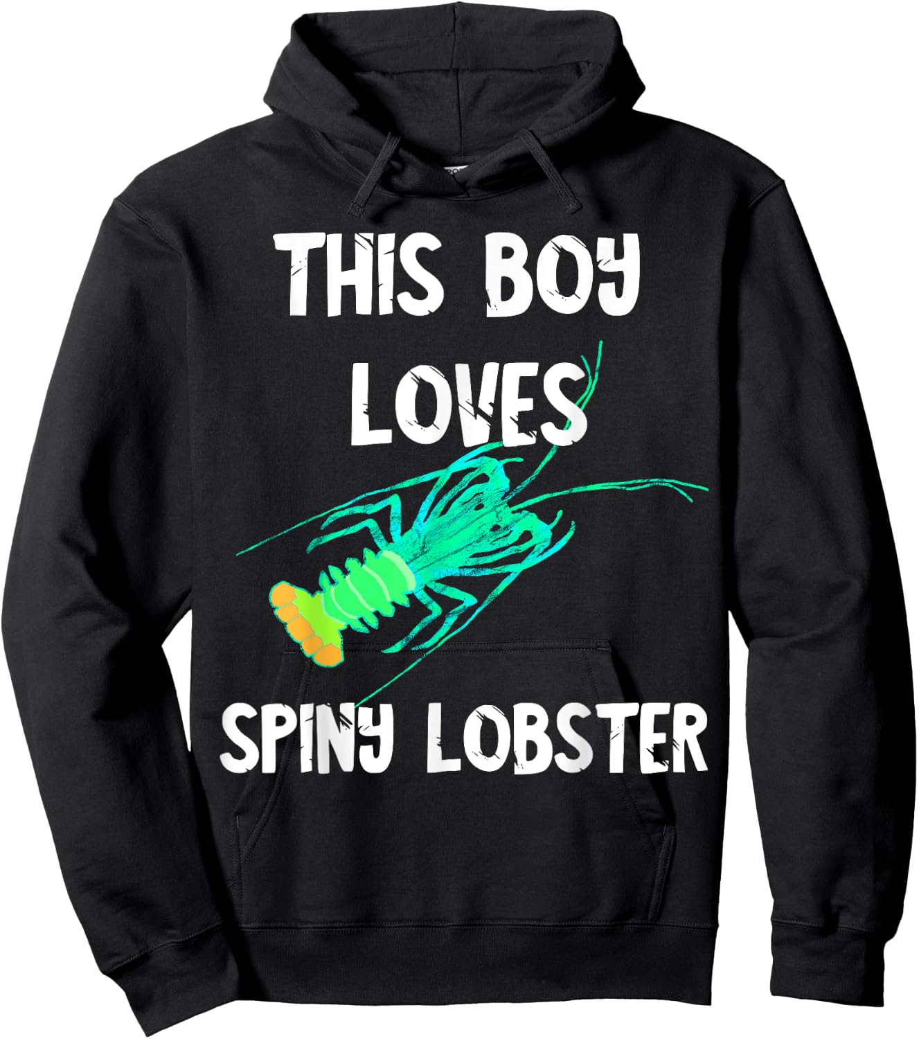 This Boy Loves Spiny Lobster Crustacean Lobstering Seafood Hoodie - Hoodie | Black
