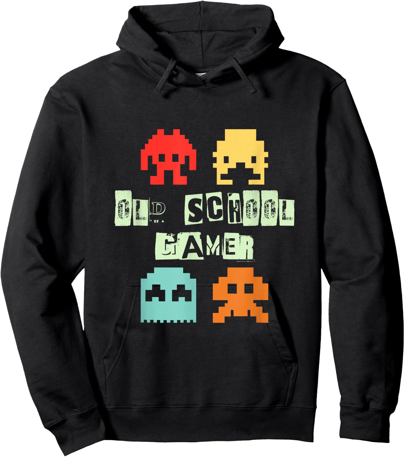 Old Vintage School Gamer - Retro Space Alien Invaders Hoodie - Hoodie | Black