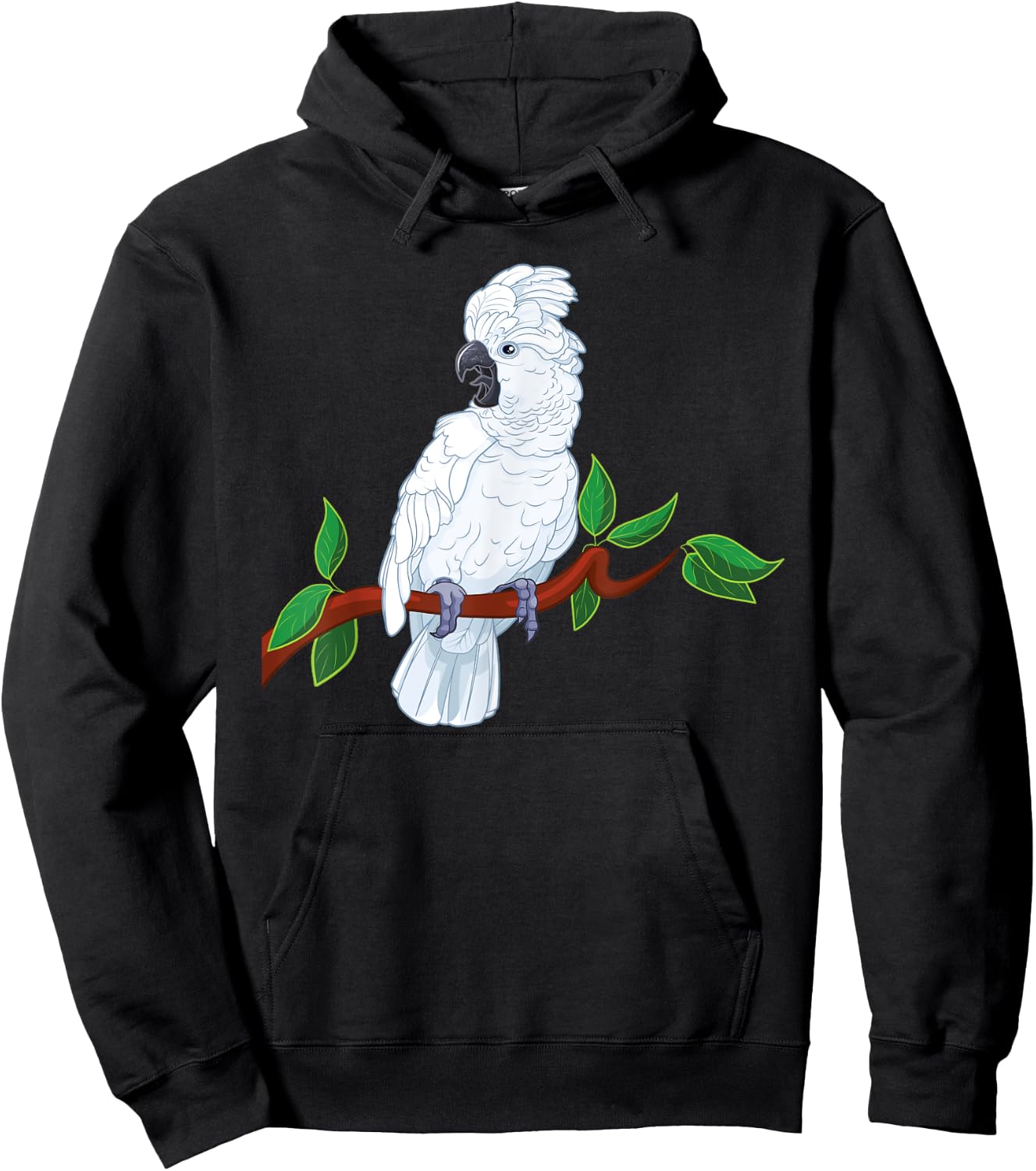Umbrella Cockatoo on a Branch Hoodie - Hoodie | Black