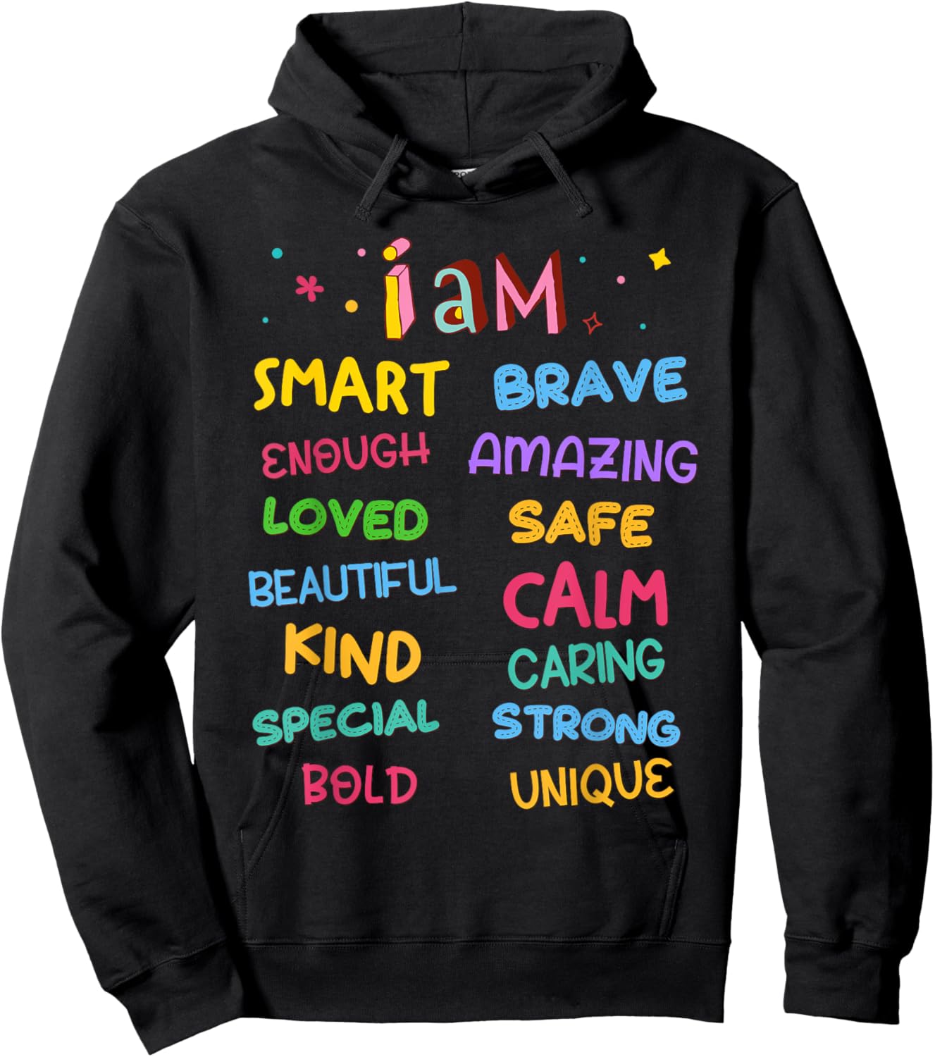 I Am Daily Affirmation Colorful Christian Kids Toddler Girls Hoodie - Hoodie | Black