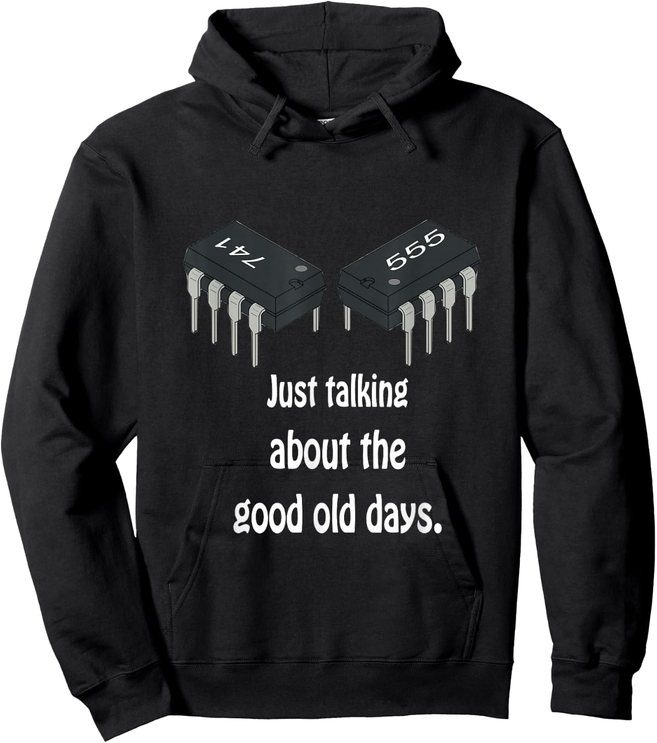 Electronics 555 Timer and 741 OpAmp Electronics Joke Fun Hoodie - Hoodie | Black