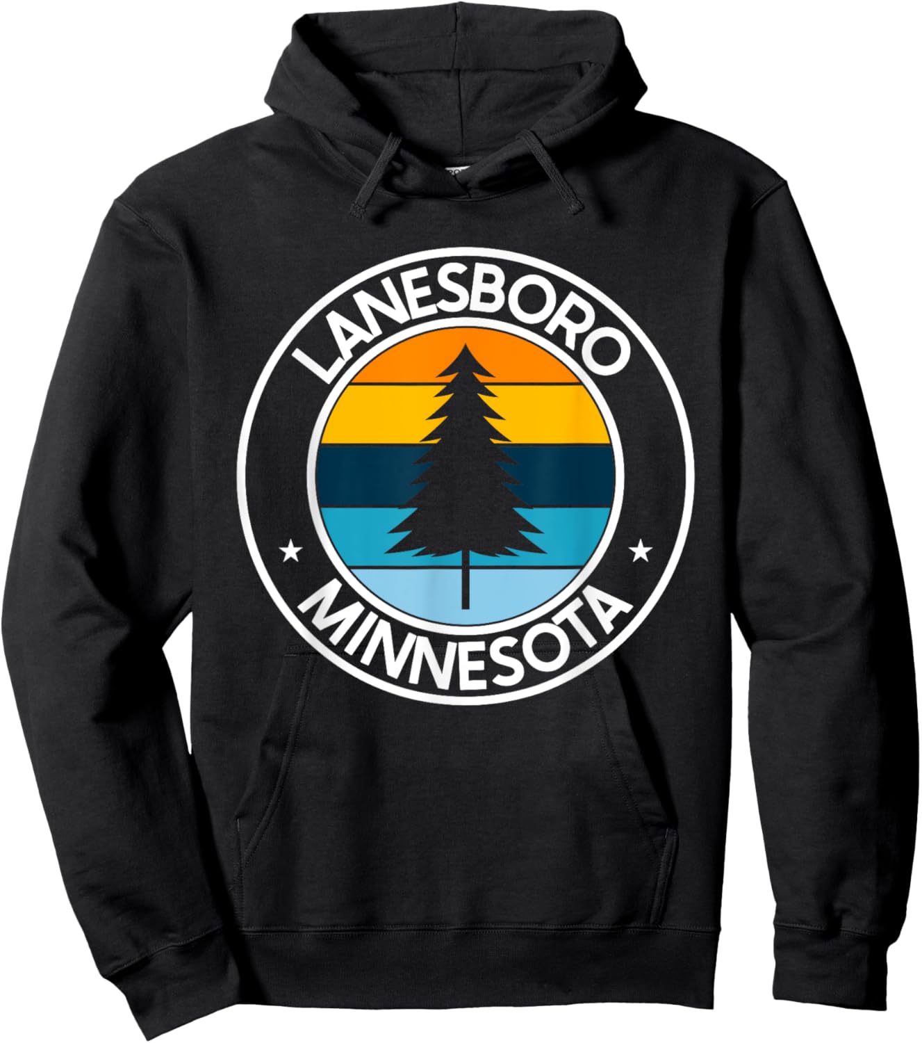 Lanesboro Minnesota MN USA City Pride Retro Sunset Hoodie - Hoodie | Black