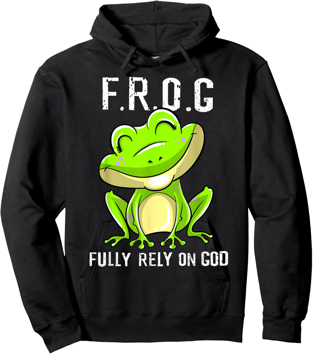 Cool F.R.O.G. Fully Rely On God | Funny Christian Faith Gift Hoodie - Hoodie | Black
