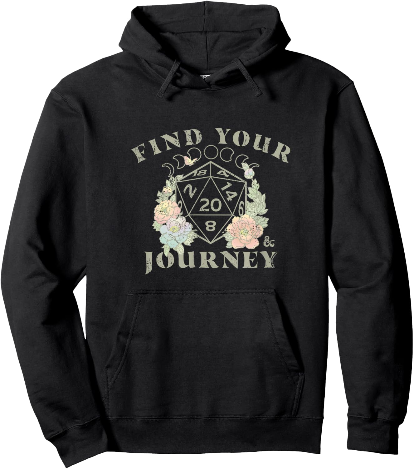 Dungeons & Dragons D20 Find Your Journey Retro Floral Frame Hoodie - Hoodie | Black