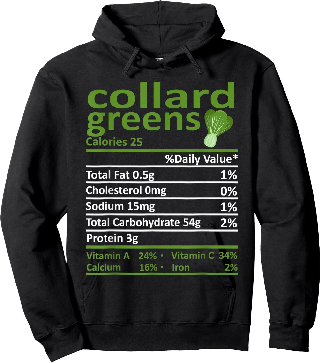 Collard Greens Nutrition Food Thanksgiving Costume Christmas Hoodie - Hoodie | Black