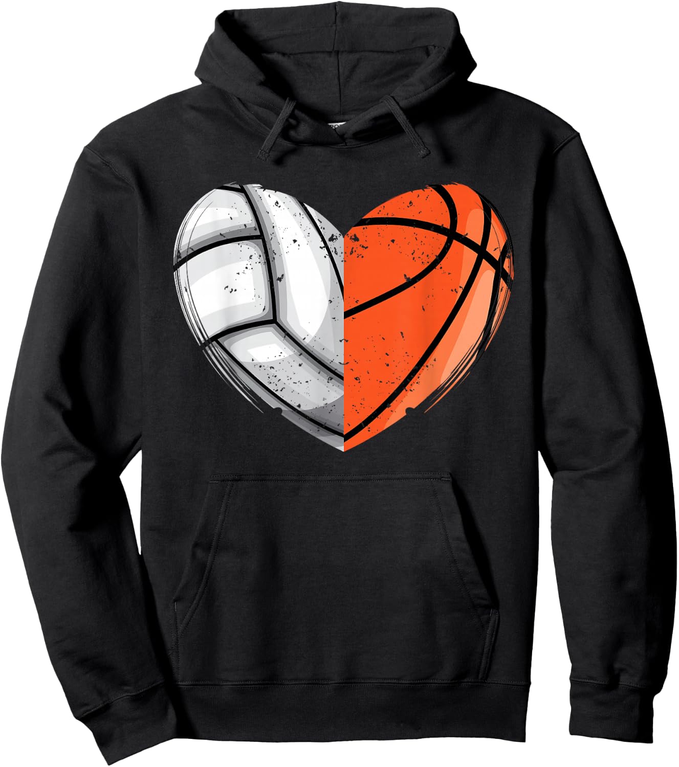 Love Basketball and Volleyball Heart Basketball Lover Sports Hoodie - Hoodie | Black