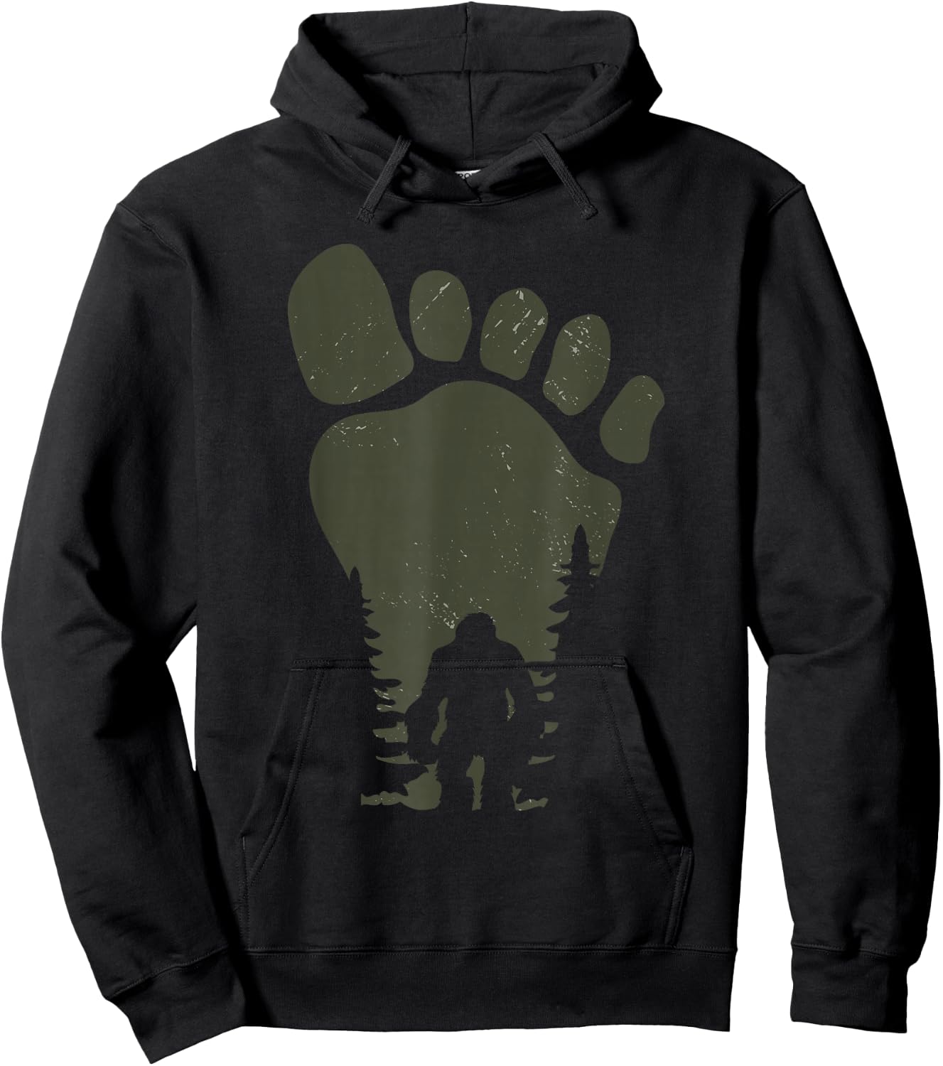 Sasquatch Or Bigfoot in The Forest Footprint Small Hoodie - Hoodie | Black
