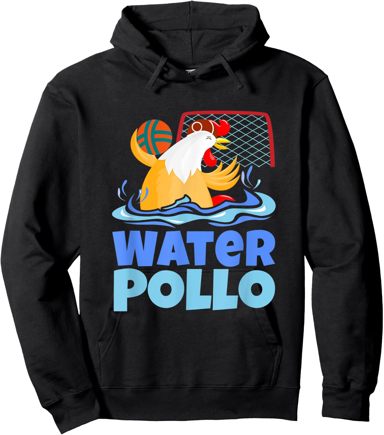 Funny Water Polo Humor, Water Pollo Chicken Pun Hoodie - Hoodie | Black