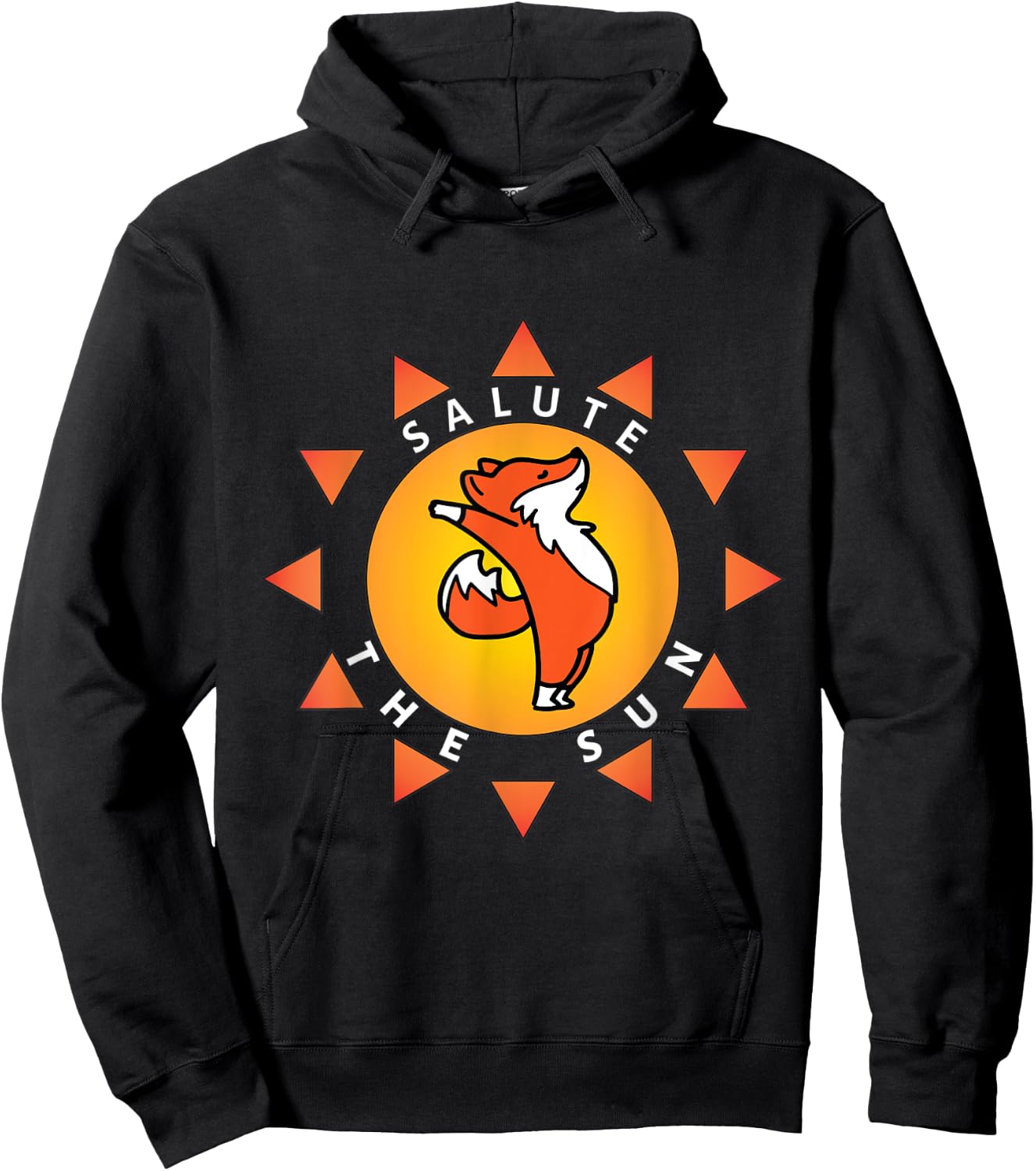 Cute Salute The Sun Yoga Fox Sunray Hoodie - Hoodie | Black
