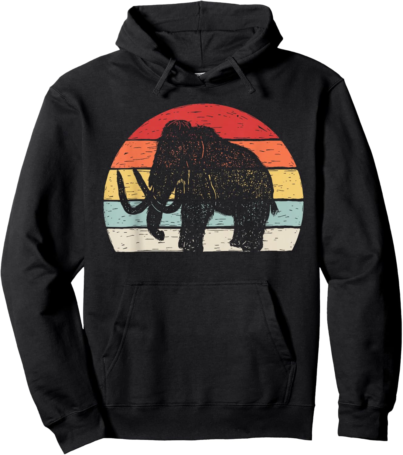 Catch Some Rays Vintage Retro Woolly Mammoth - Black, -Adults, Small, Short Sleeve, , Modern Vintage, Animal-print Hoodie - Hoodie | Black