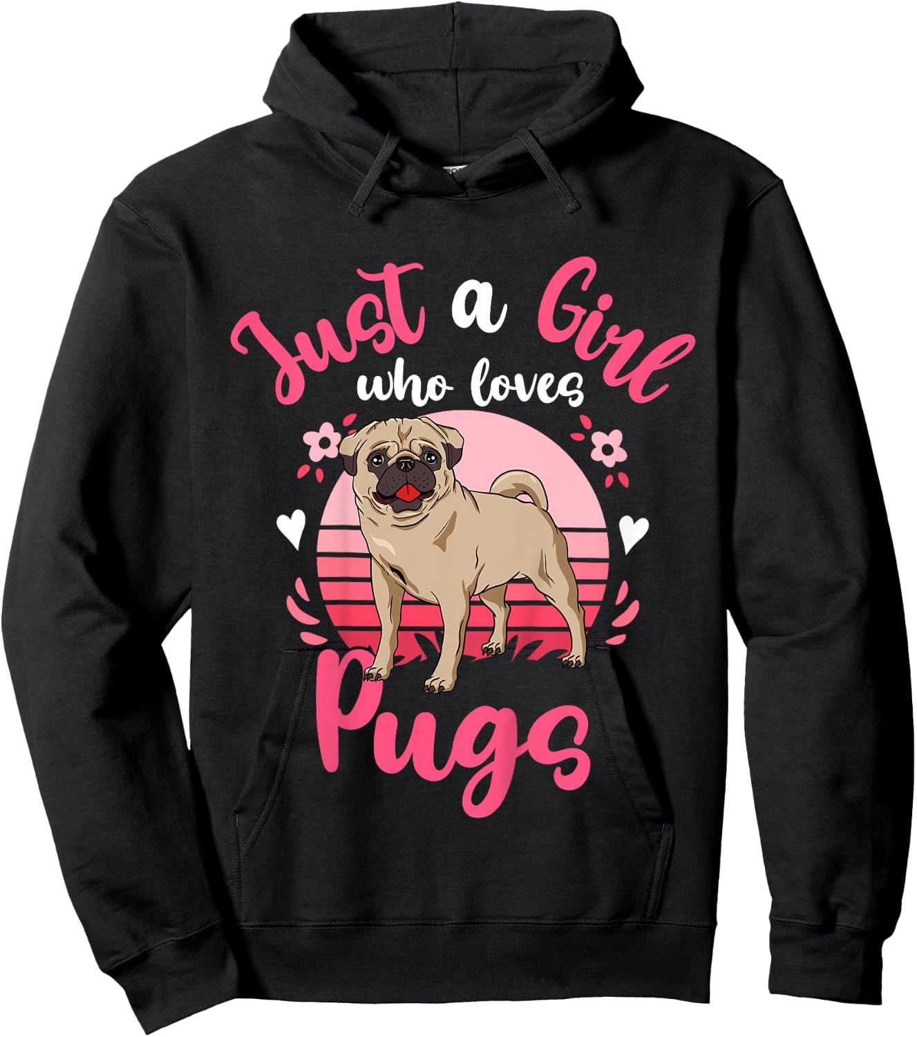 Kids Pug Just a Girl Who Loves Pugs Hoodie - Hoodie | Black