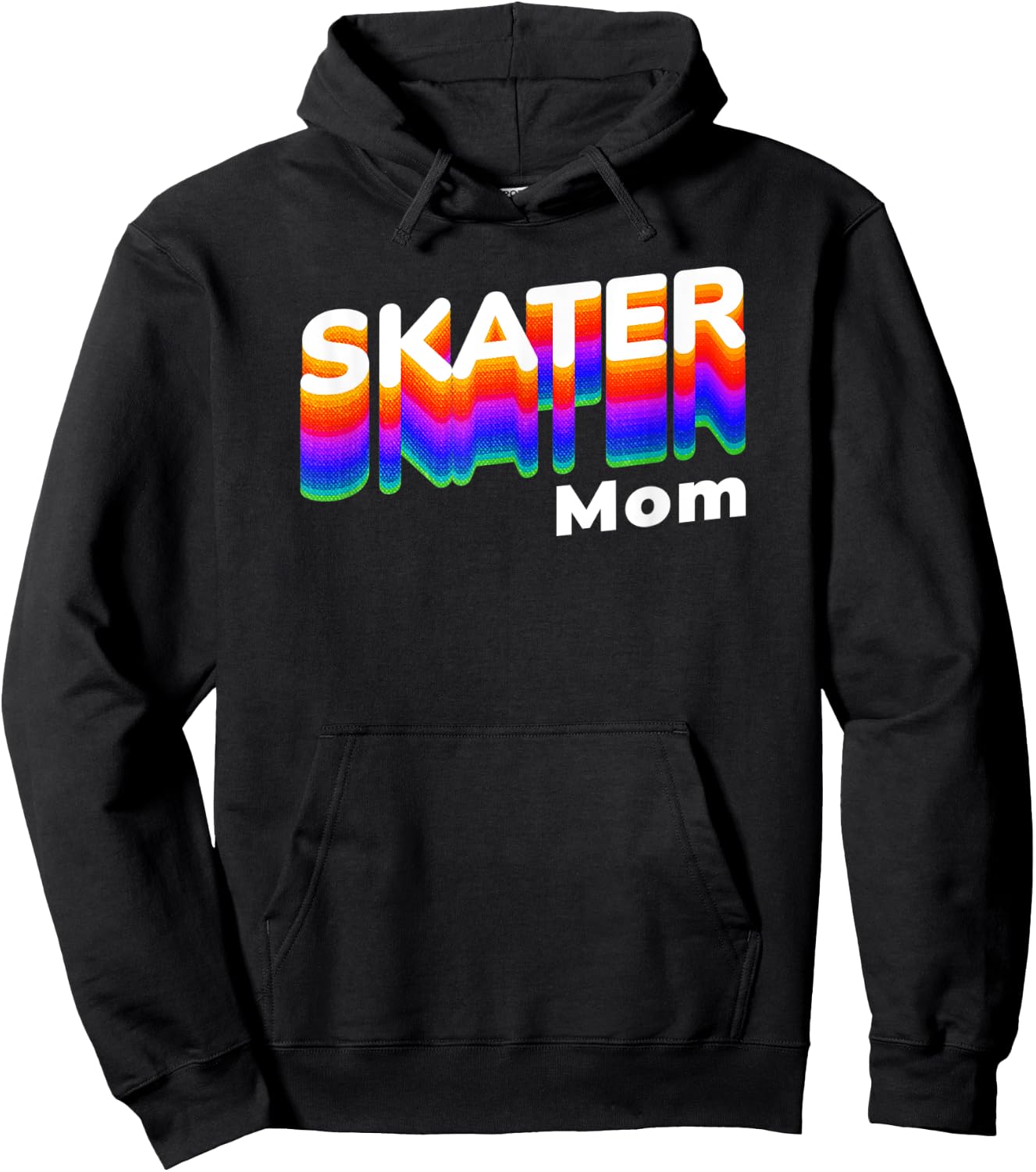 Retro Skateboarding Gamer Mom 80s Rainbow Style - Skater Mom Hoodie - Hoodie | Black