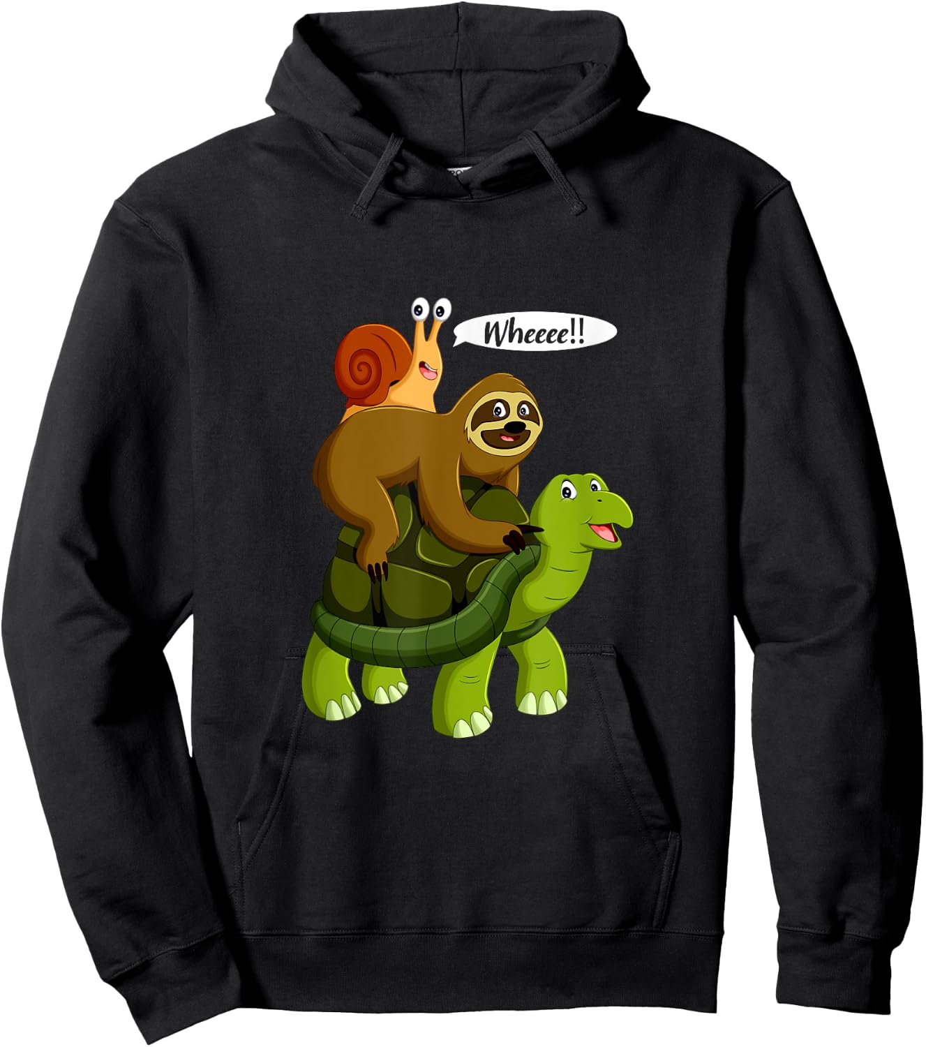 Snail Riding A Turtle Riding A Sloth Whee Funny Sloth Hoodie - Hoodie | Black