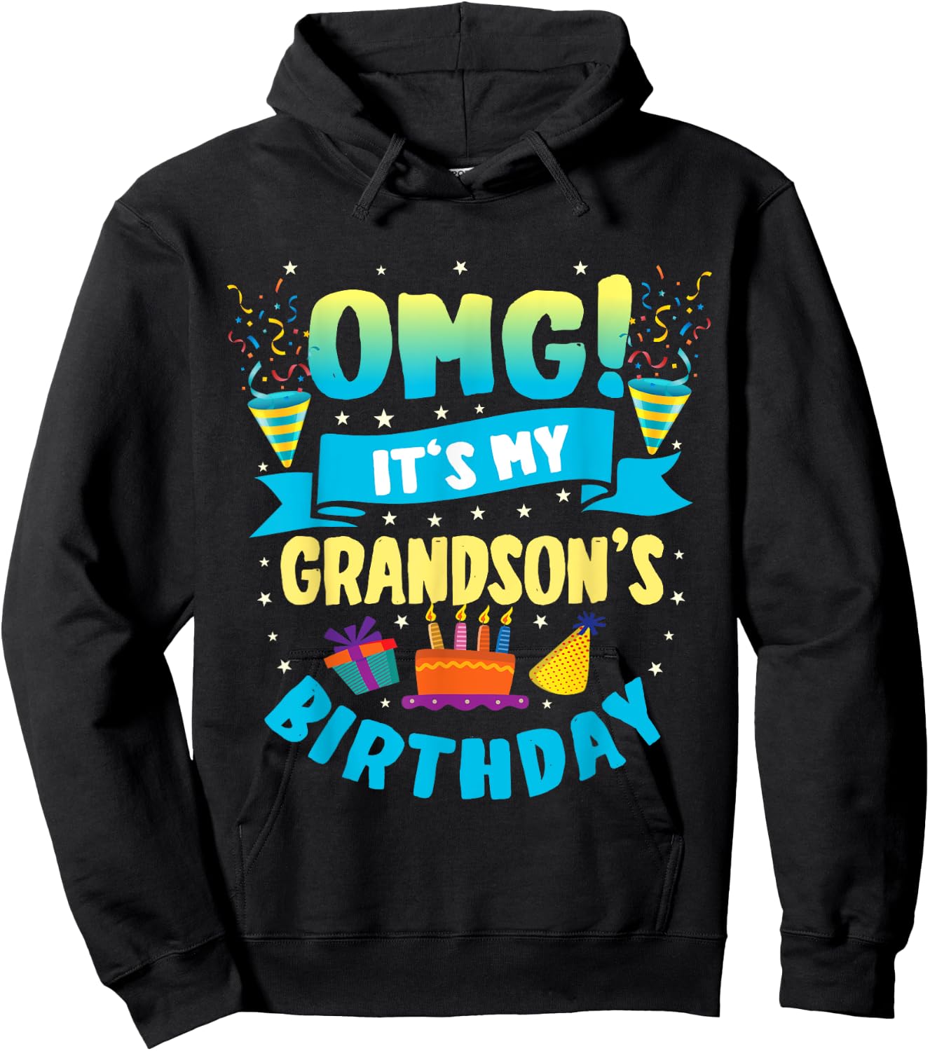 OMG It's My Grandson Birthday Hoodie - Hoodie | Black