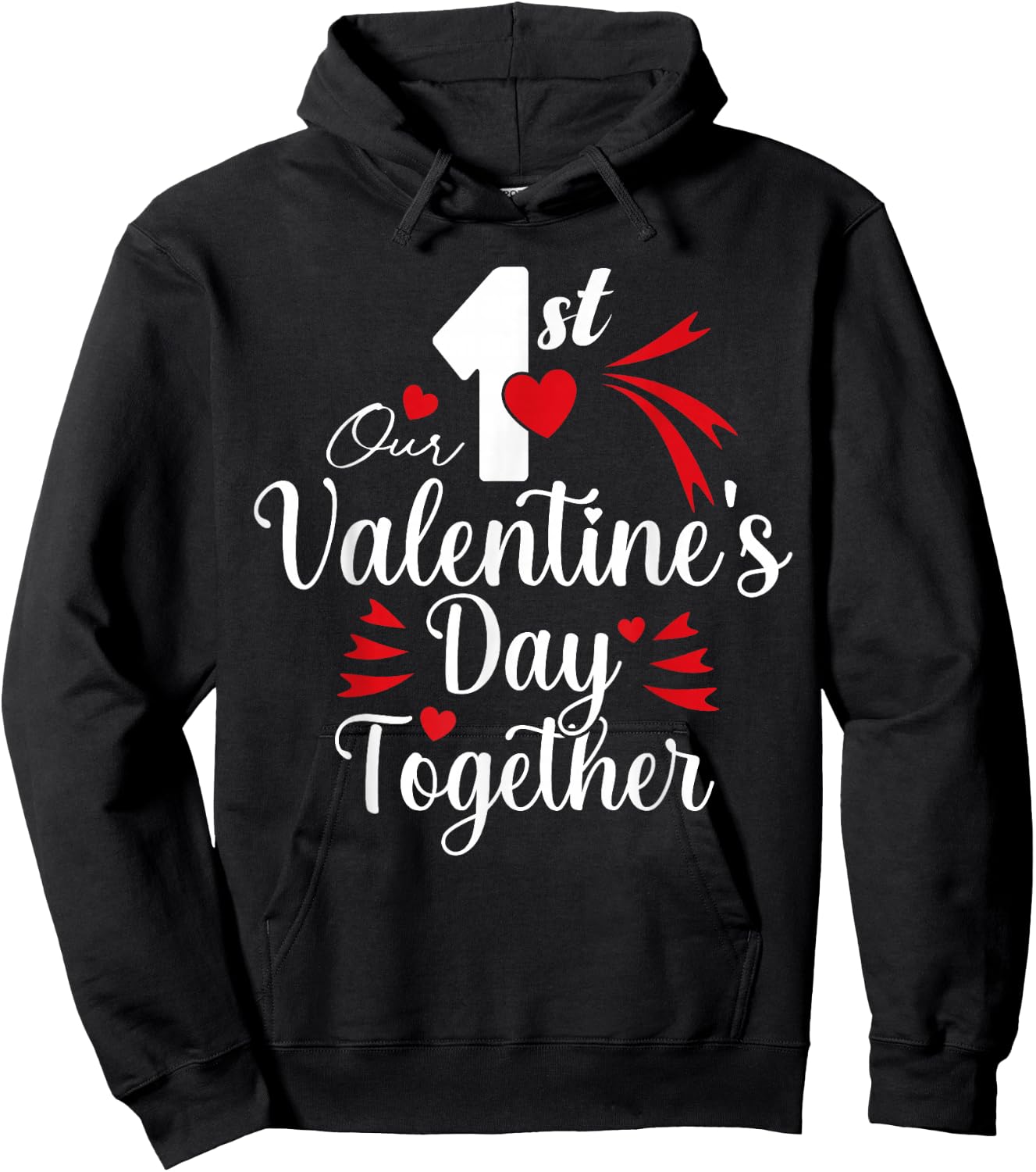 Our First Valentine's Day Valentine's Day Matching Couple Hoodie - Hoodie | Black