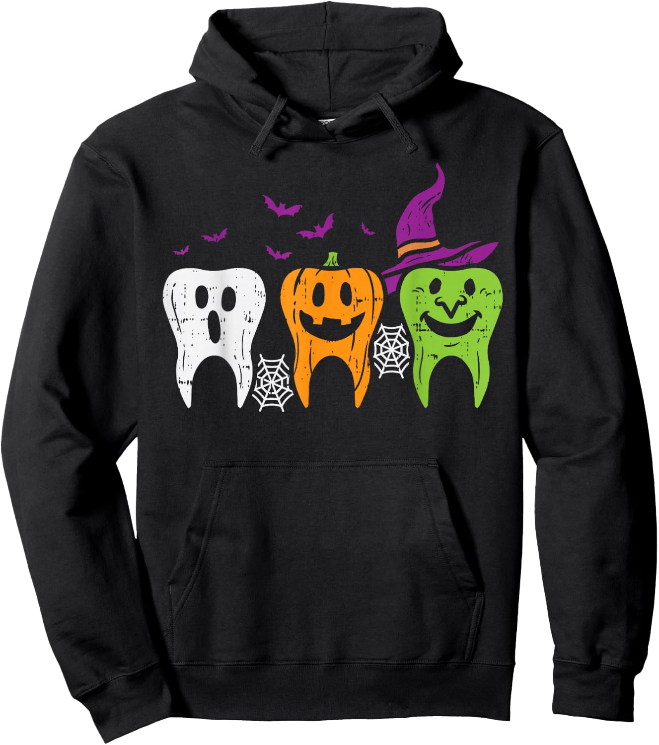 Teeth Ghost Pumpkin Witch Cute Dental Halloween Dentist Gift Hoodie - Hoodie | Black