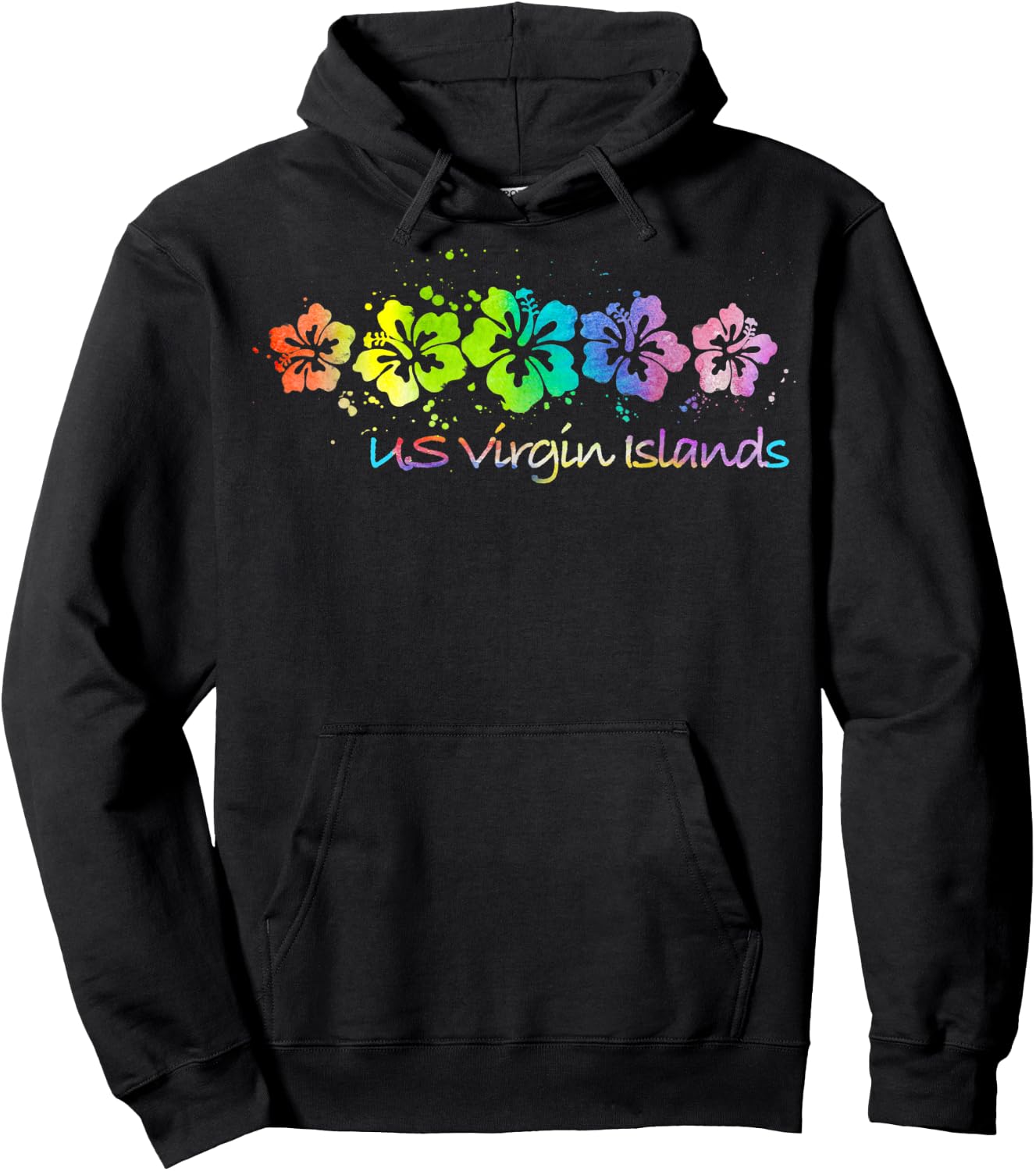 U.S. Virgin Islands Watercolor Beach & Surf Hoodie - Hoodie | Black