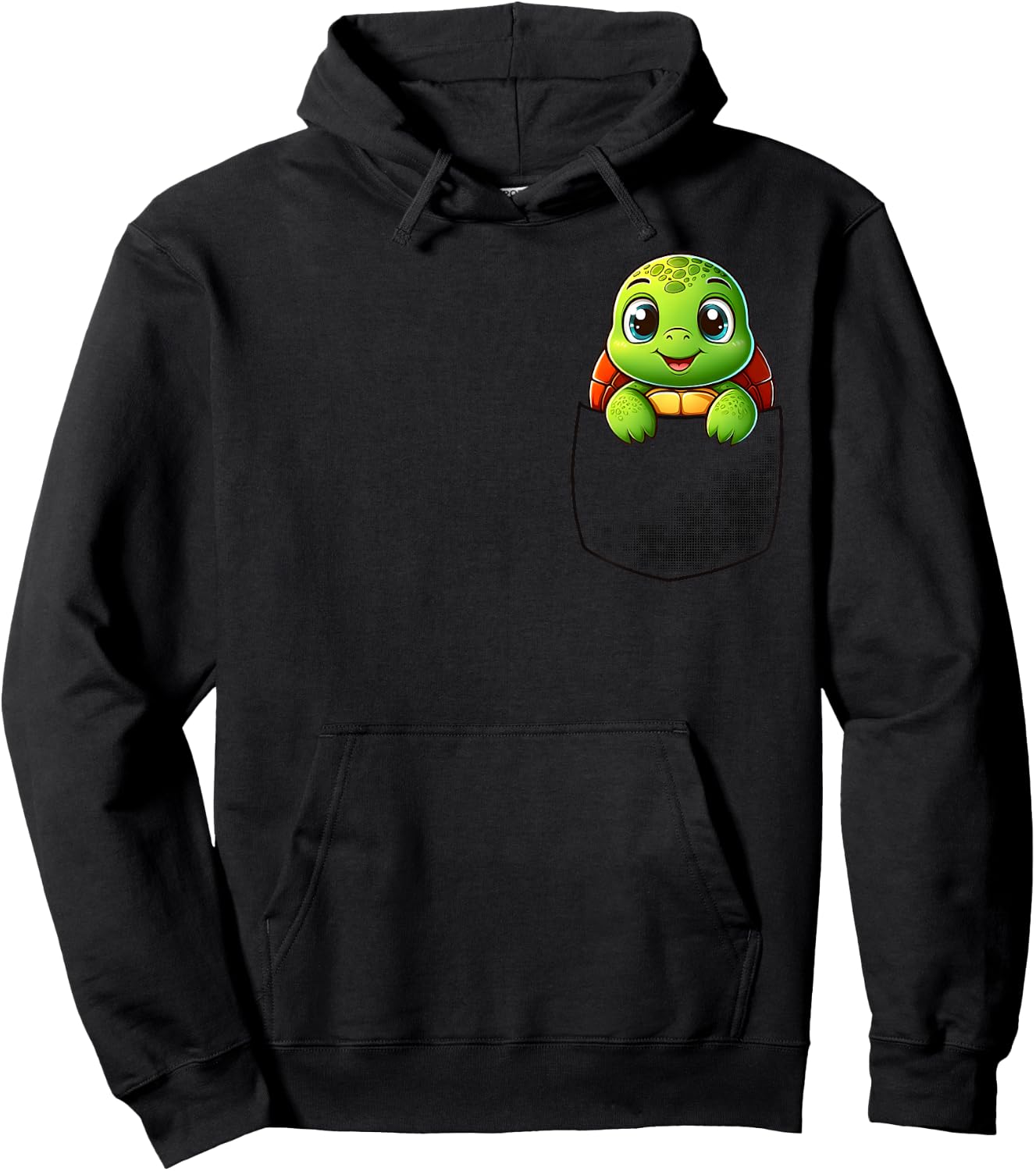 Adorable Turtle in Pocket for Kids, Boys, Girls, Women Hoodie - Hoodie | Black