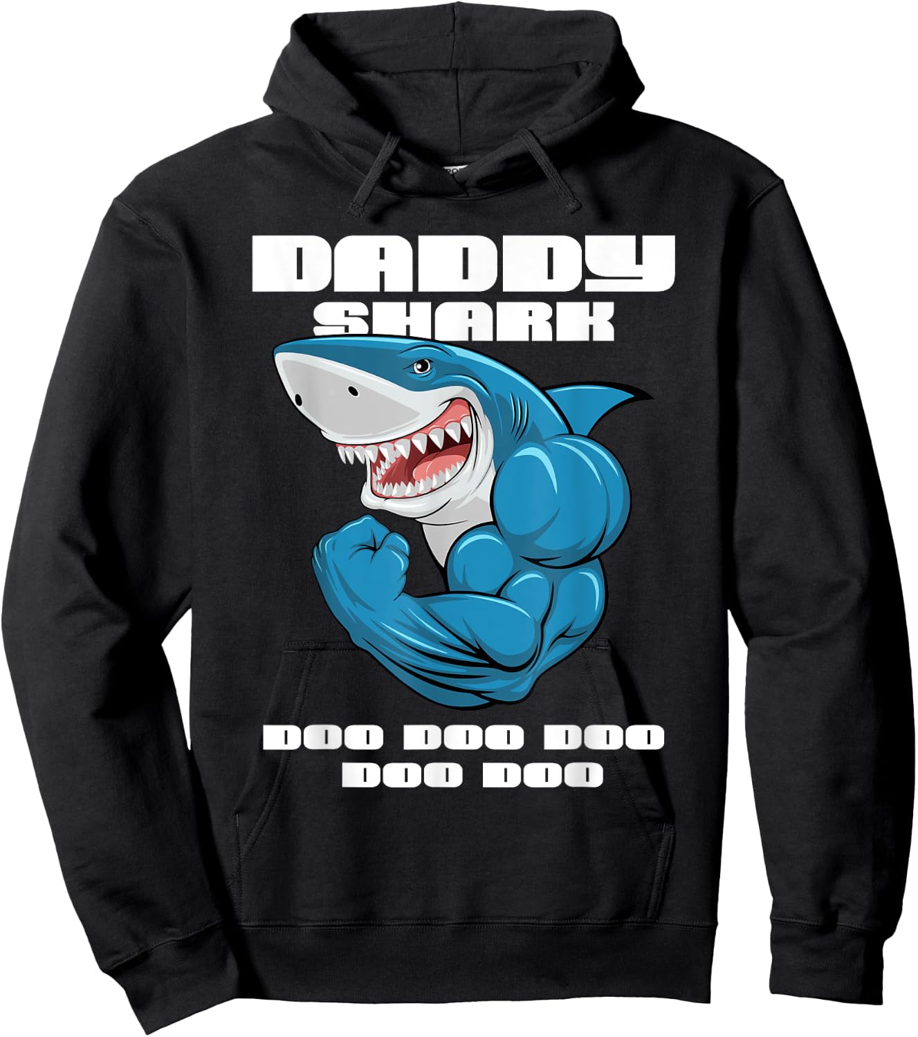 Daddy Shark shirt Funny Fathers Day Gift Kids dad Hoodie - Hoodie | Black