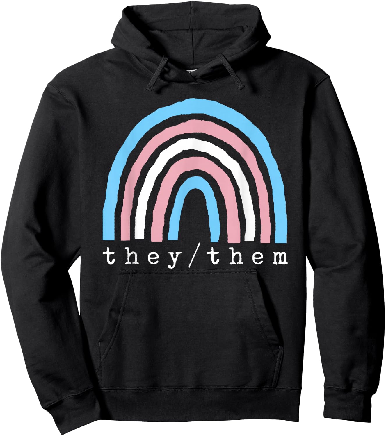 Boho Rainbow Trans Pronouns They Them Pride LBGTQIA Hoodie - Hoodie | Black