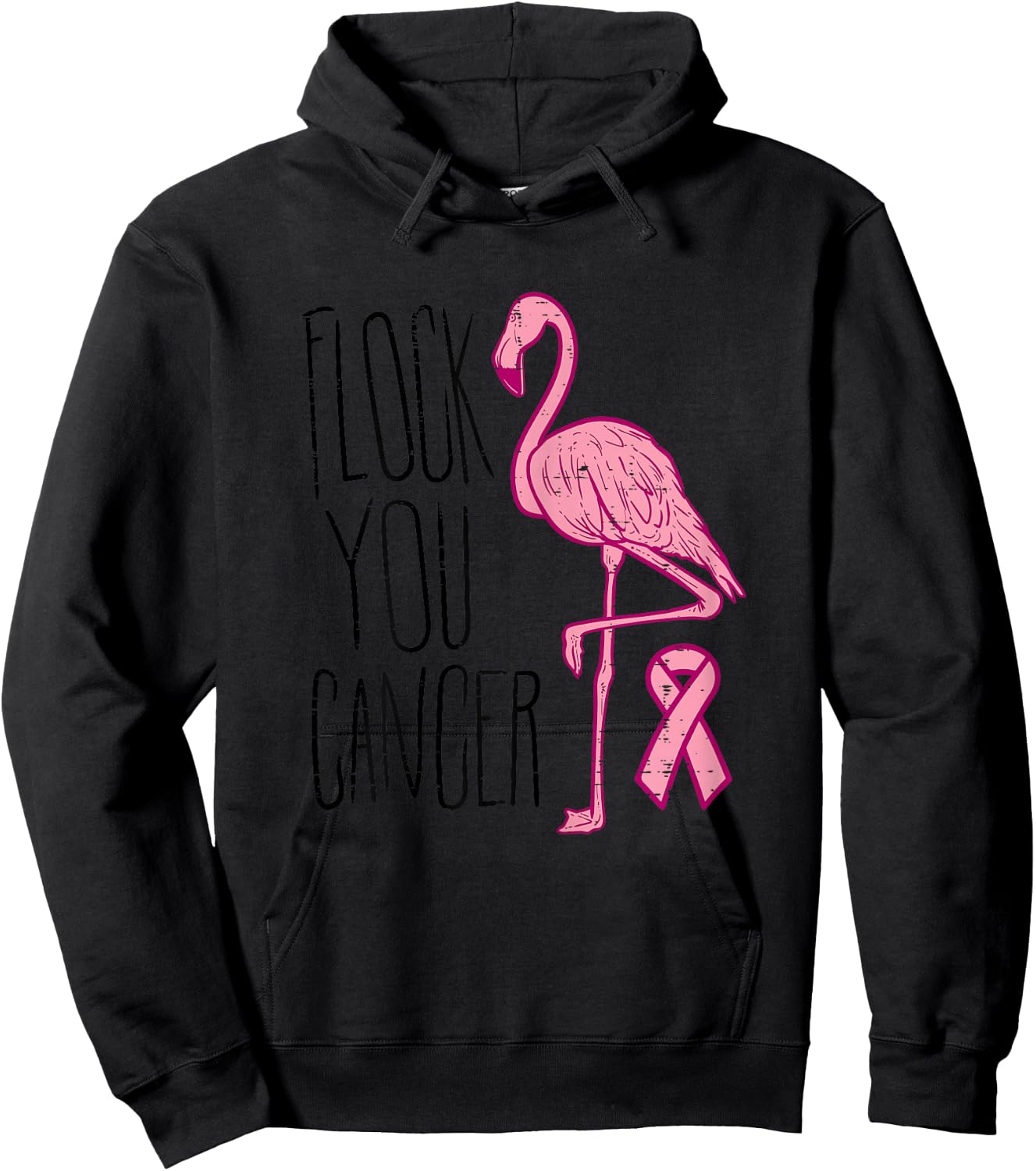 Flock You Breast Cancer Flamingo Pink Ribbon Support Gift Hoodie - Hoodie | Black