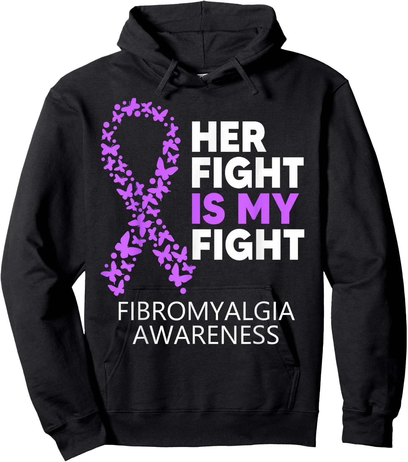 Fibromyalgia Awareness Her Fight is my Fight Survivor Hoodie - Hoodie | Black