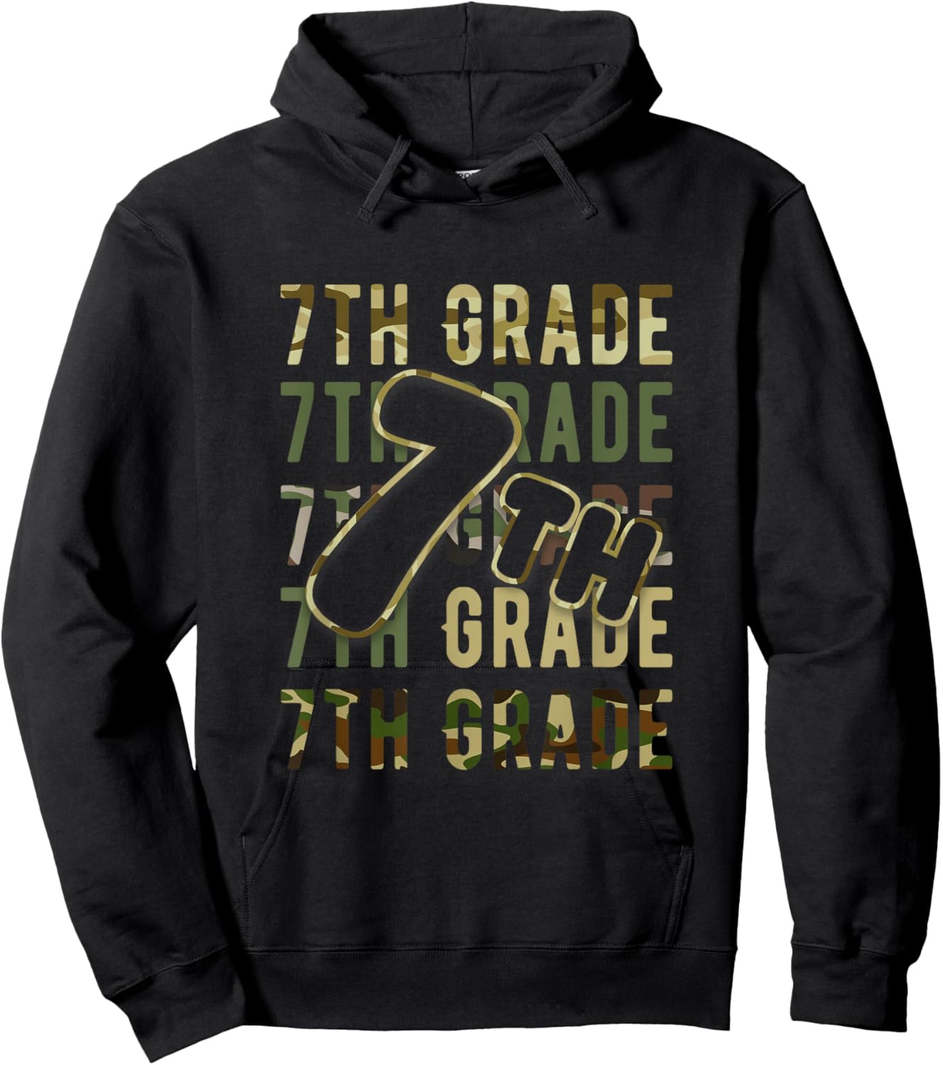 Camo Team 7th Grade Squad Back To School Teacher Kids Boys Hoodie - Hoodie | Black