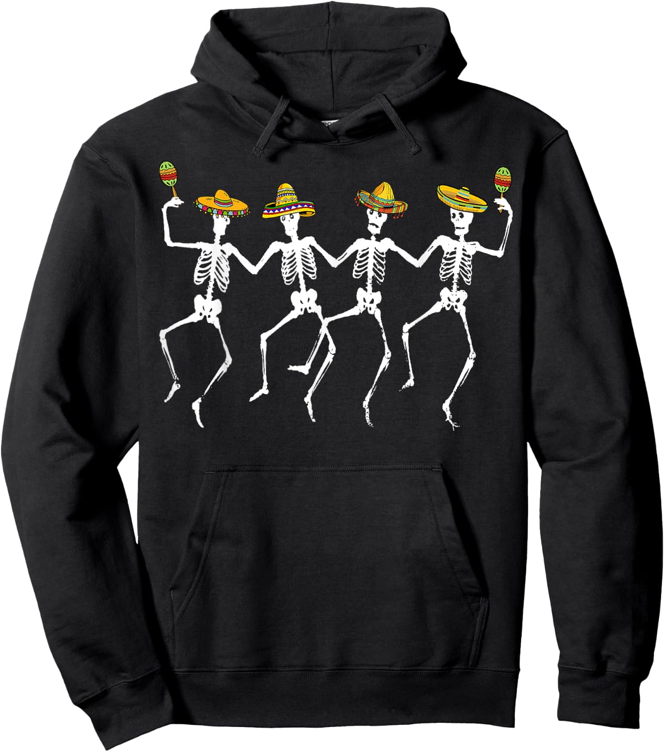 Funny Dancing Skeletons Sombreros Maracas - Cinco de Mayo Hoodie - Hoodie | Black