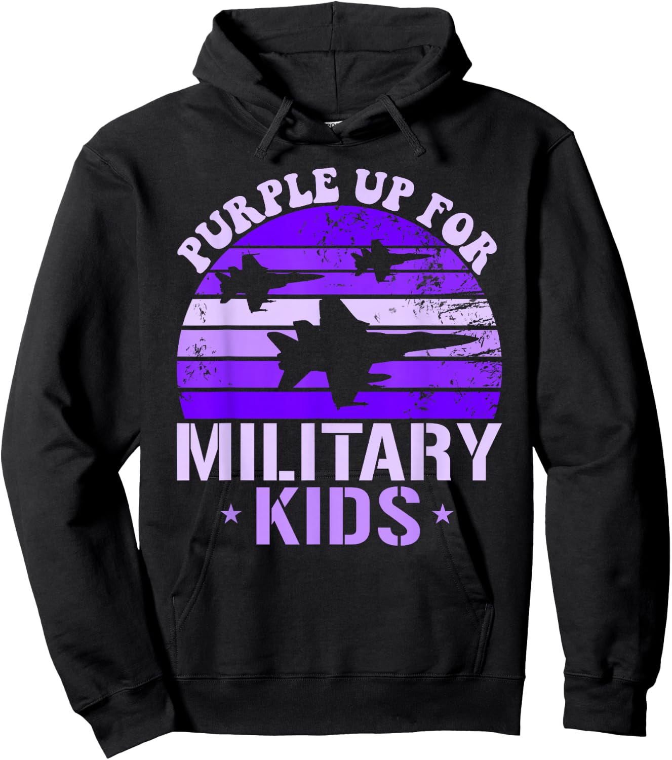 Purple Up For Military Kids F-18 Hornet Kids Purple Up Hoodie - Hoodie | Black