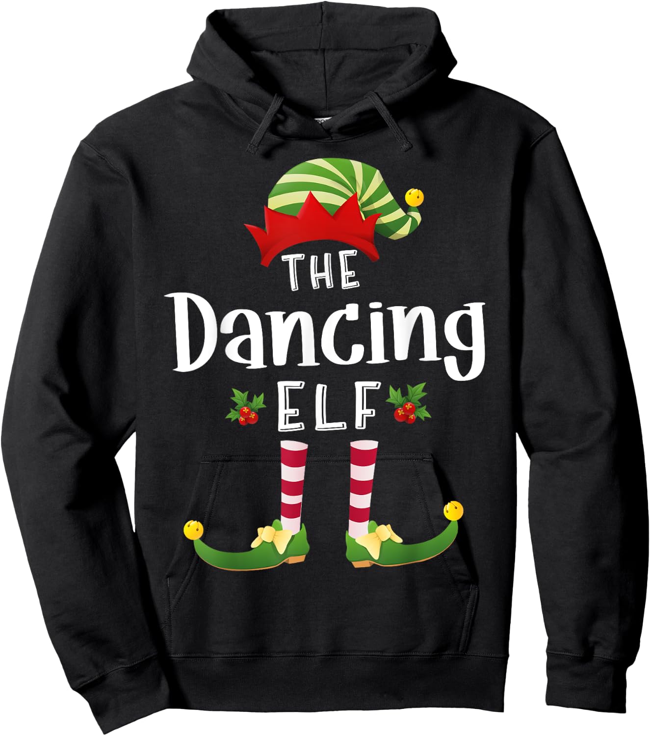Dancing Christmas Elf Matching Pajama X-Mas Party Hoodie - Hoodie | Black