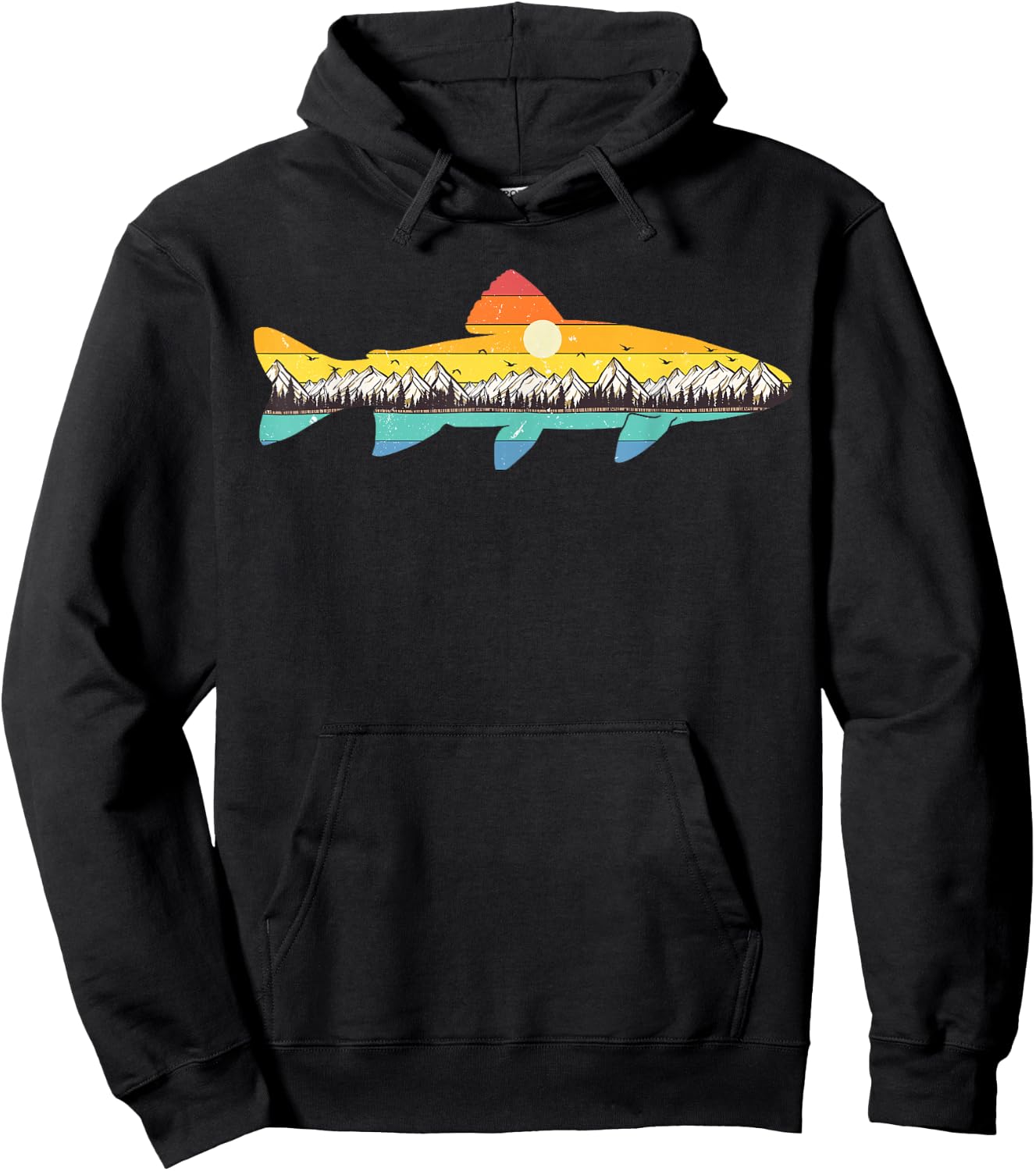 Trout Fly Fishing Outdoor Forest Nature Wildlife Fisherman Hoodie - Hoodie | Black