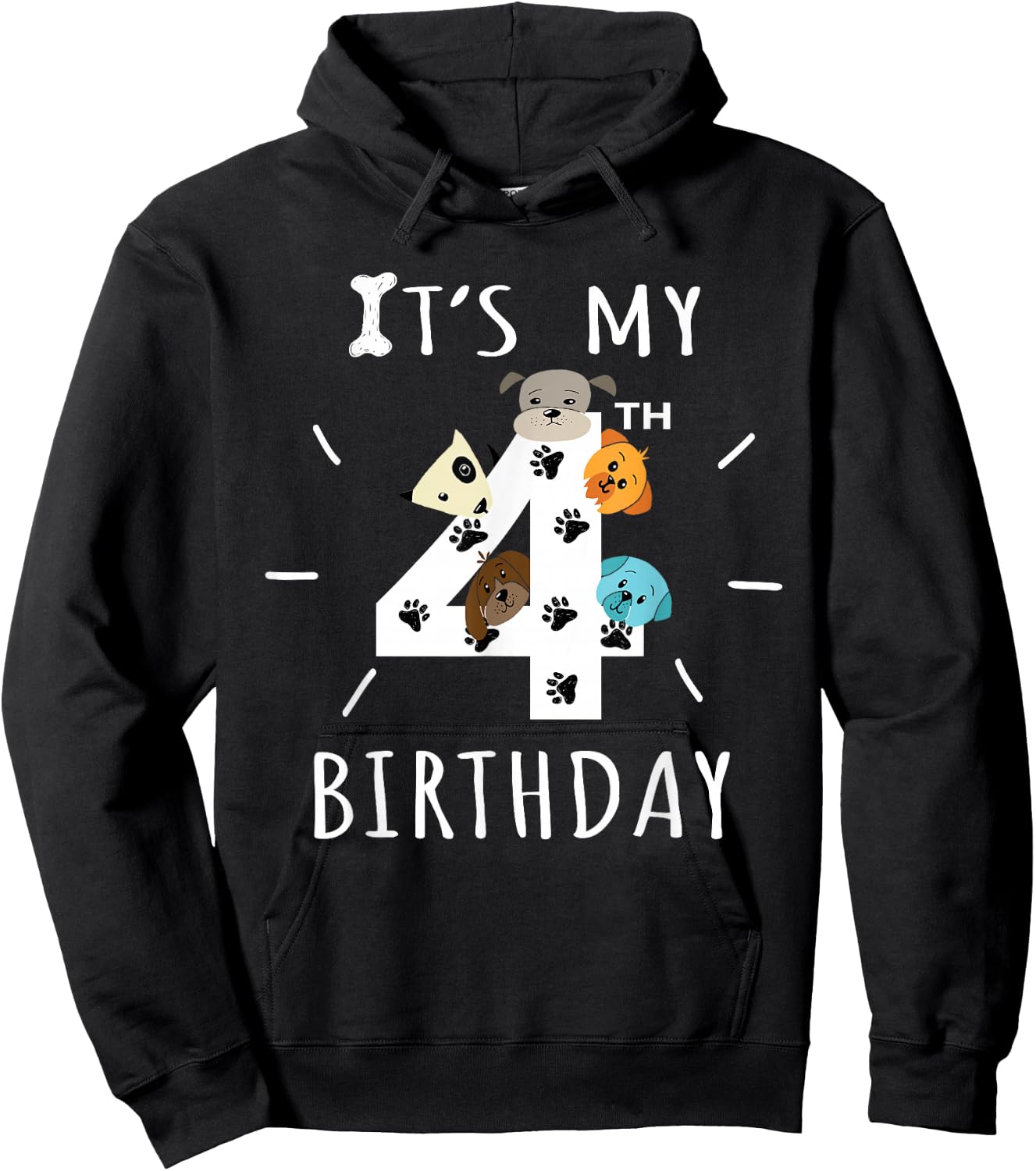 It's My 4th Birthday Dog Lover Theme 4 Years Old Puppy Hoodie - Hoodie | Black