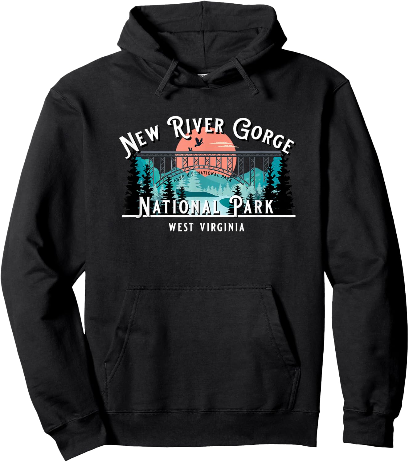 New River Gorge National Park West Virginia USA Souvenir Hoodie - Hoodie | Black