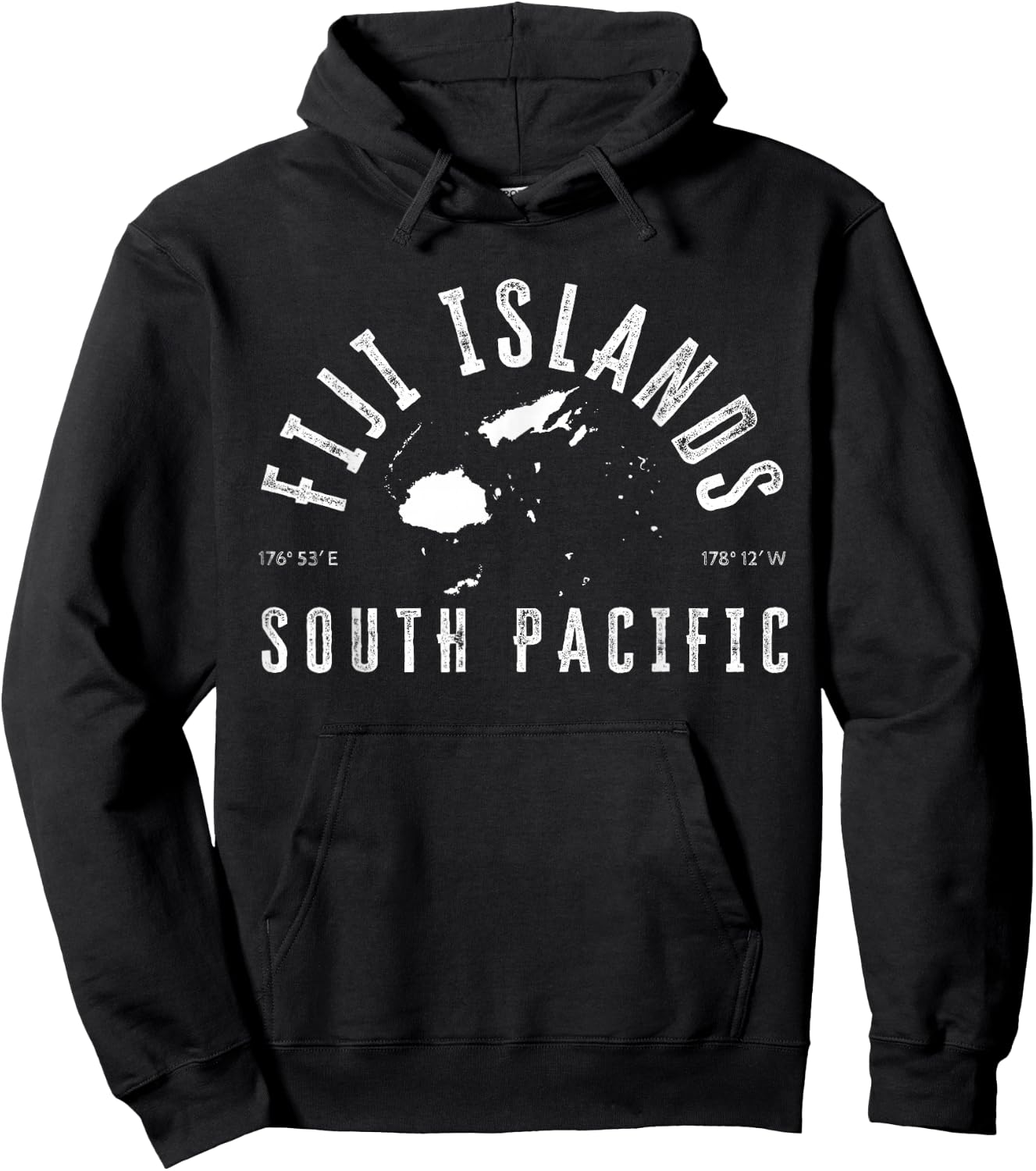 Fiji Islands Map And Coordinates Souvenir Fiji Hoodie - Hoodie | Black