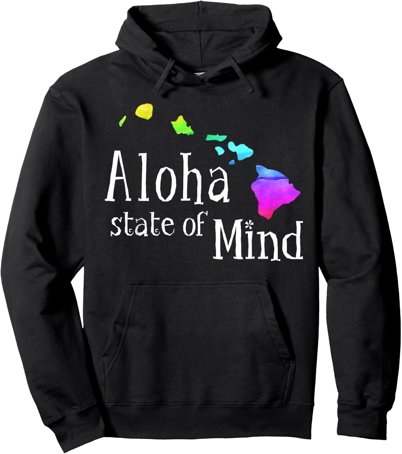 Aloha State of Mind Hawaiian Island Chain Rainbow Hoodie - Hoodie | Black